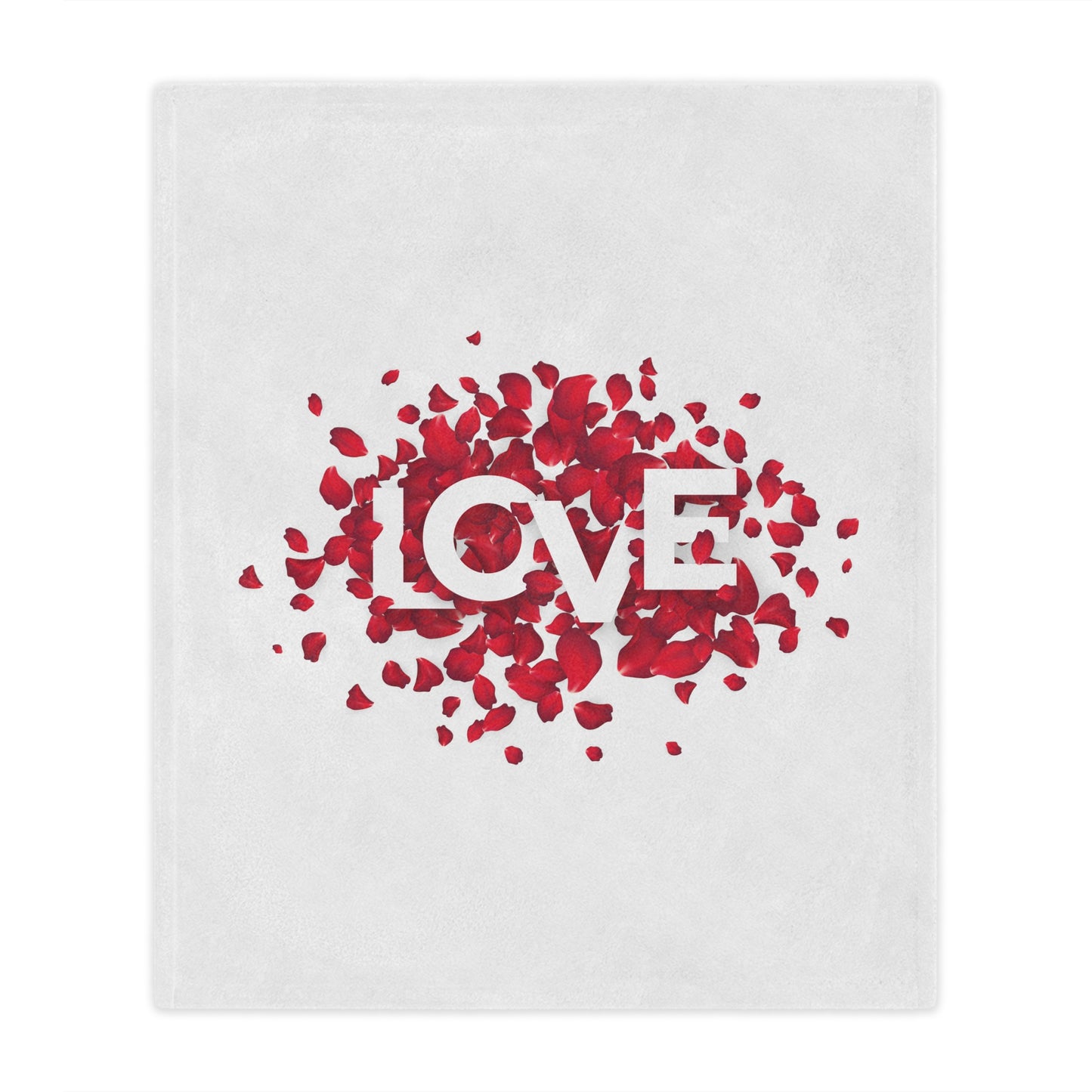 Love with Heart made of Flower Printed Valentine Minky Blanket, White & Red