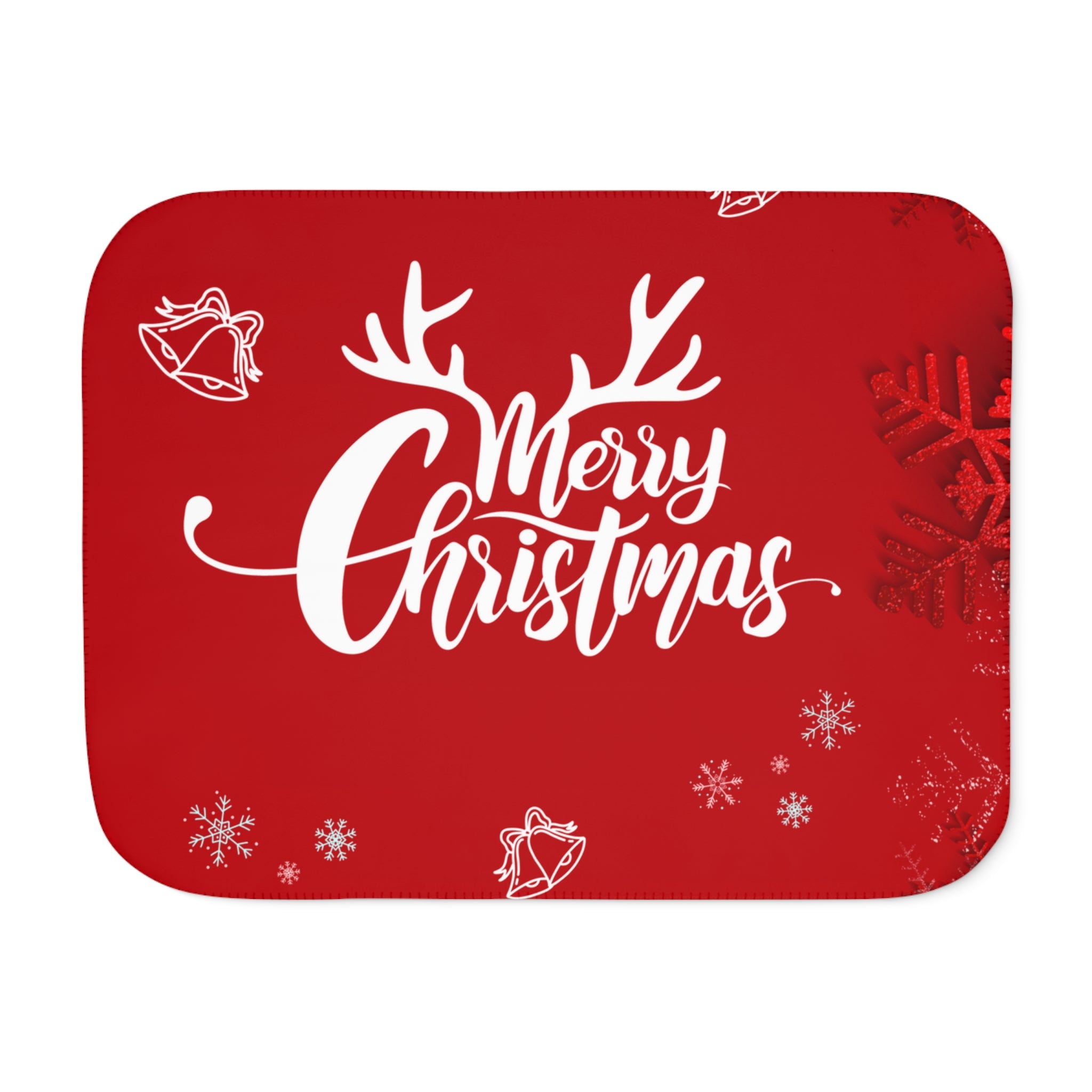 Merry Christmas Printed Sherpa Blanket, Red