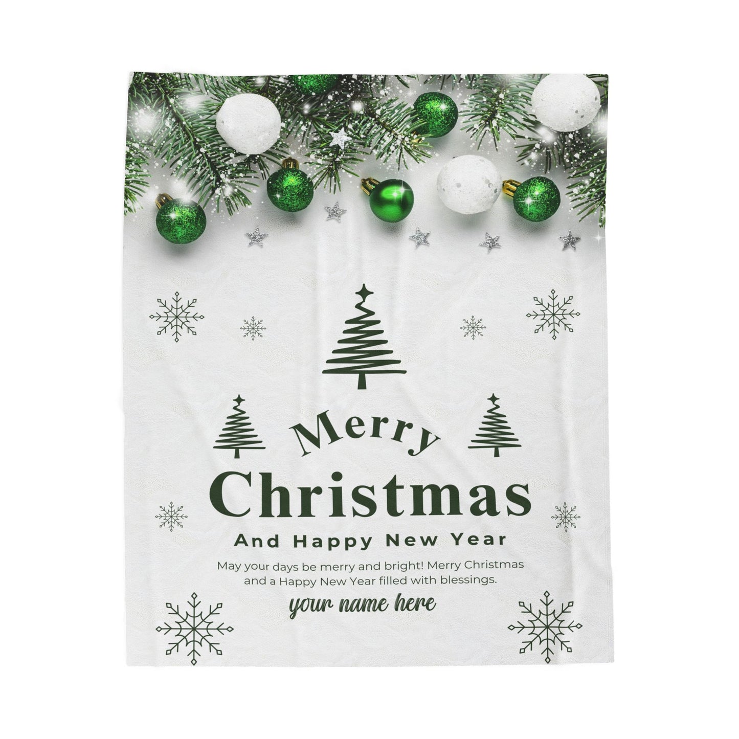 Green Ornament Christmas Blanket – Personalized Holiday Throw for a Merry & Bright Season