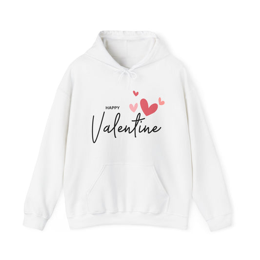 Valentine Sweatshirt, Unisex Heavy Blend™ Hooded Sweatshirt with Happy Valentine Print, Valentine Gift