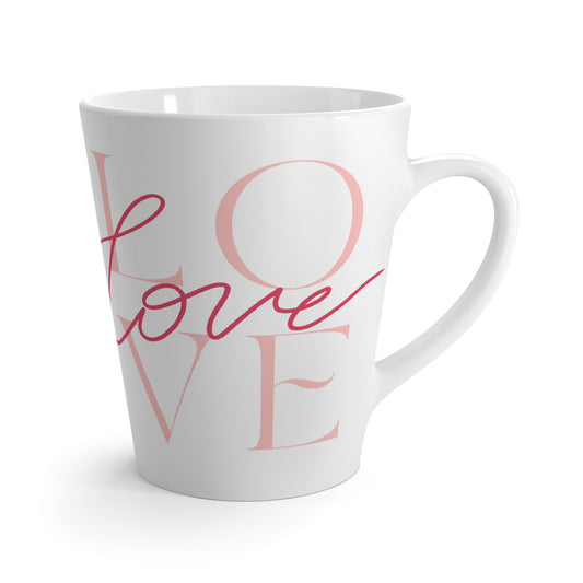 Valentines Day Latte Mugs, 12oz, Big Heart with Love Printed Coffee Mug