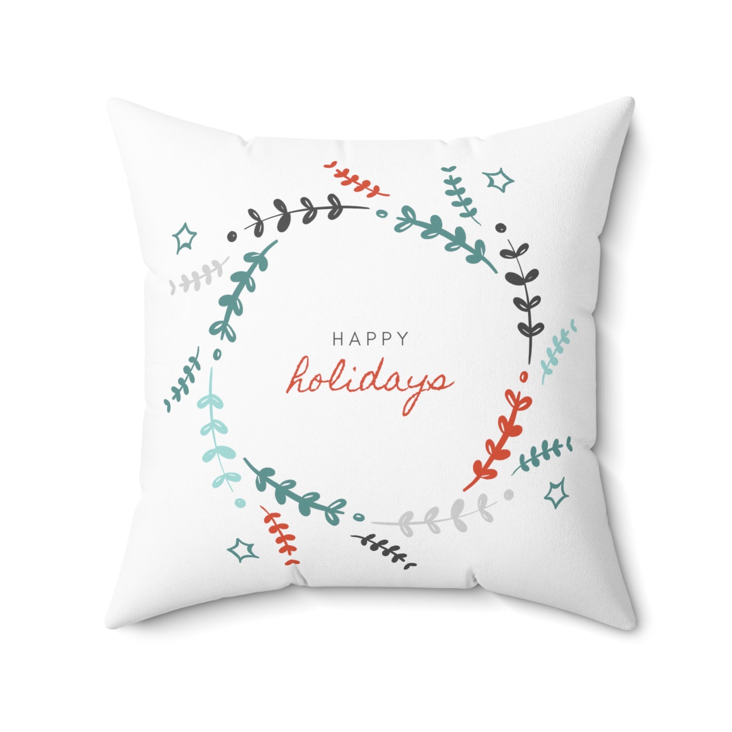 Happy Holidays Printed Spun Polyester Square Pillow