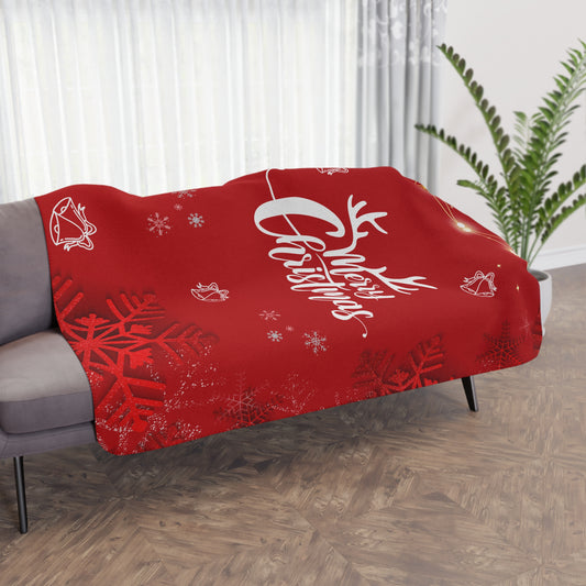 Merry Christmas in Red Printed Sherpa Blanket