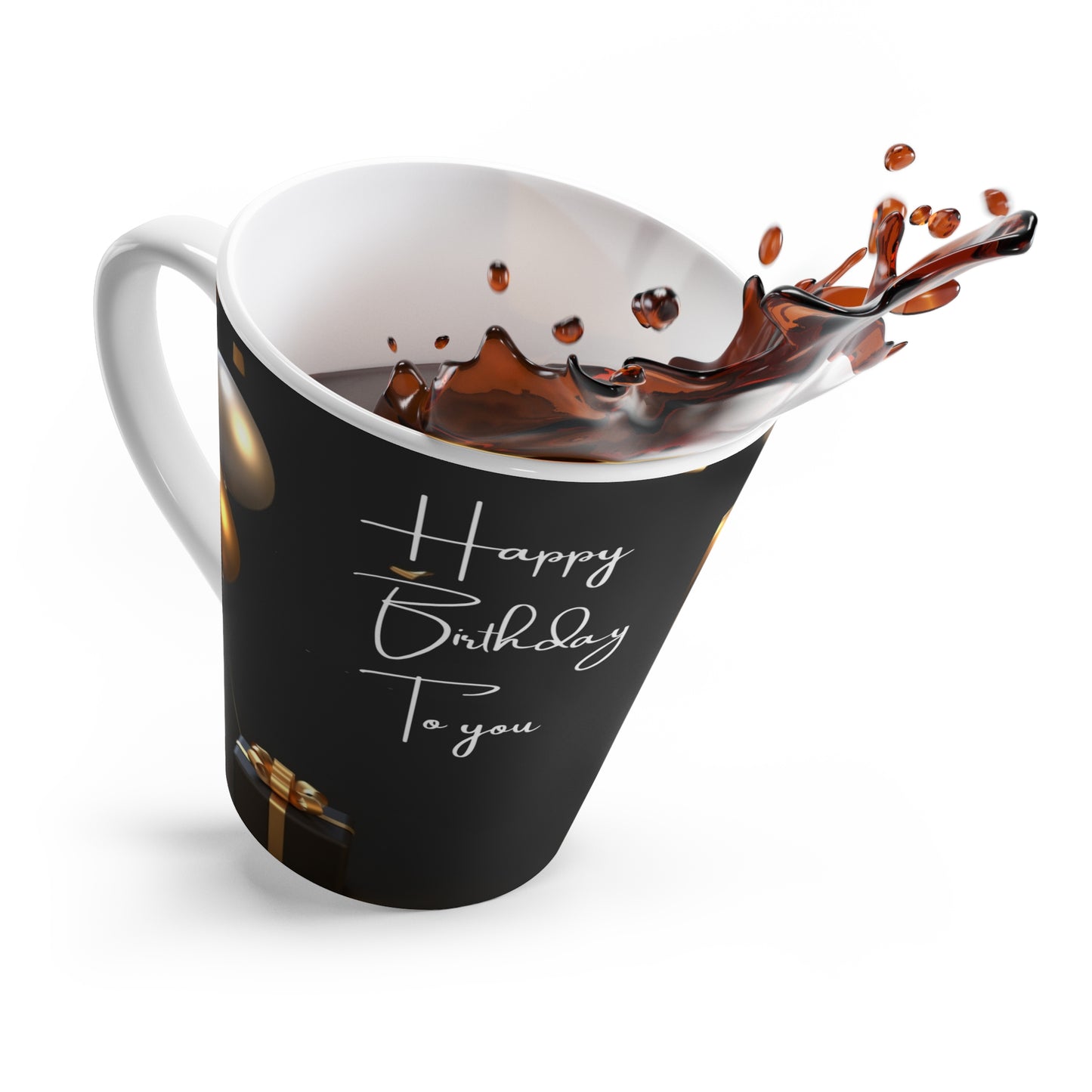 Black Birthday Latte Mug, 12oz, Birthday Gift