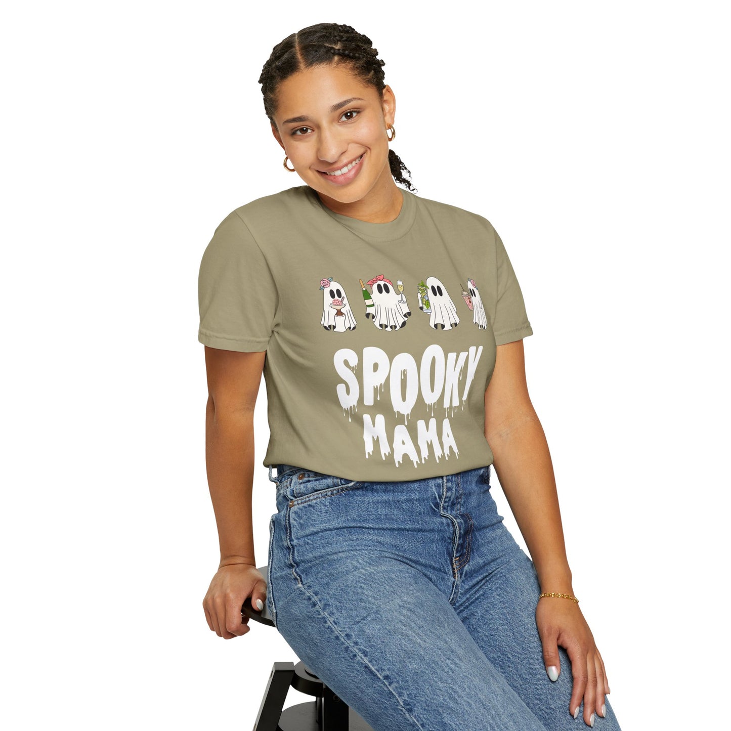 Halloween Spooky Mama Garment-Dyed T-shirt
