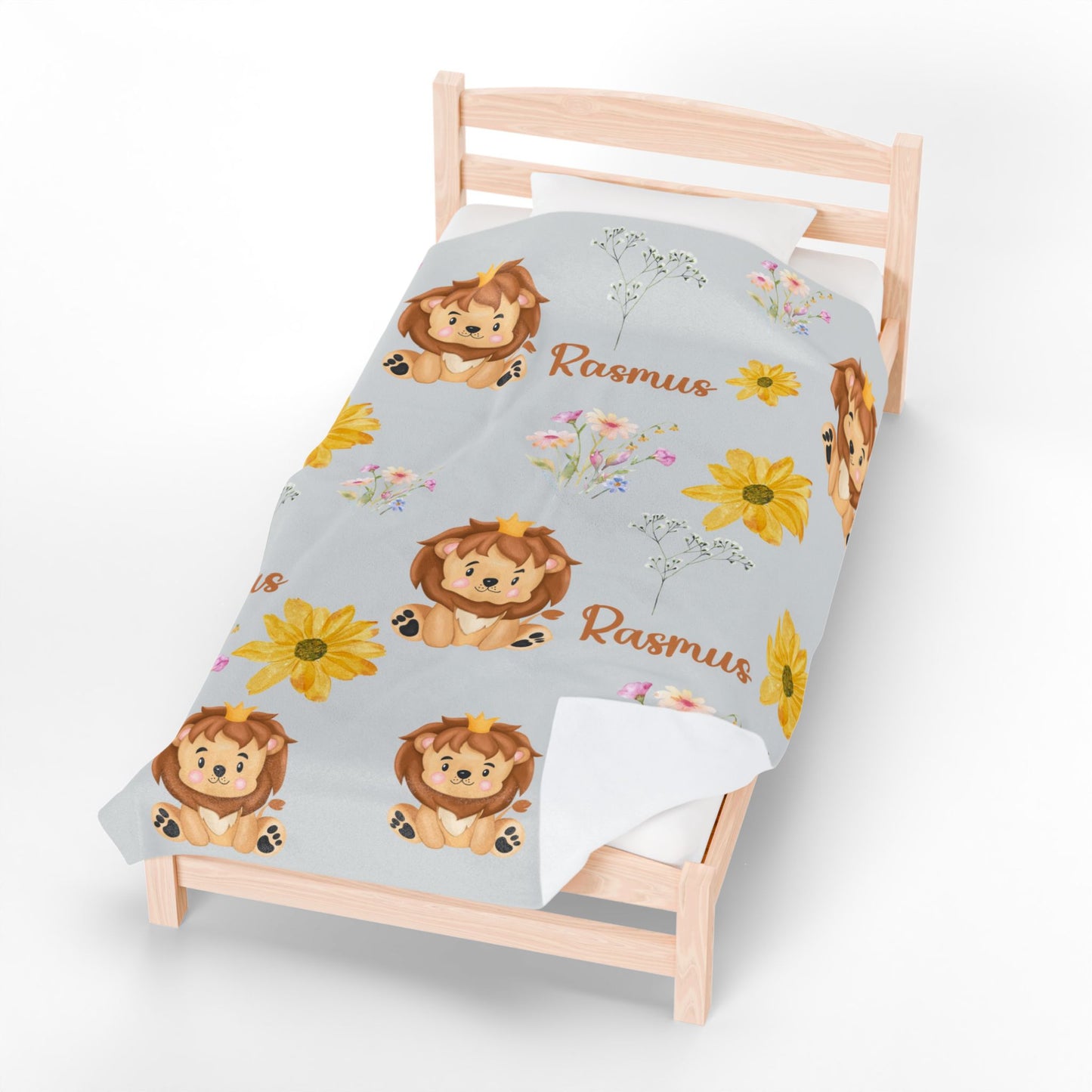 Personalized Lion Baby Blanket – Velveteen Plush Safari-Themed Name Blanket for Newborns, Baby Shower Gift