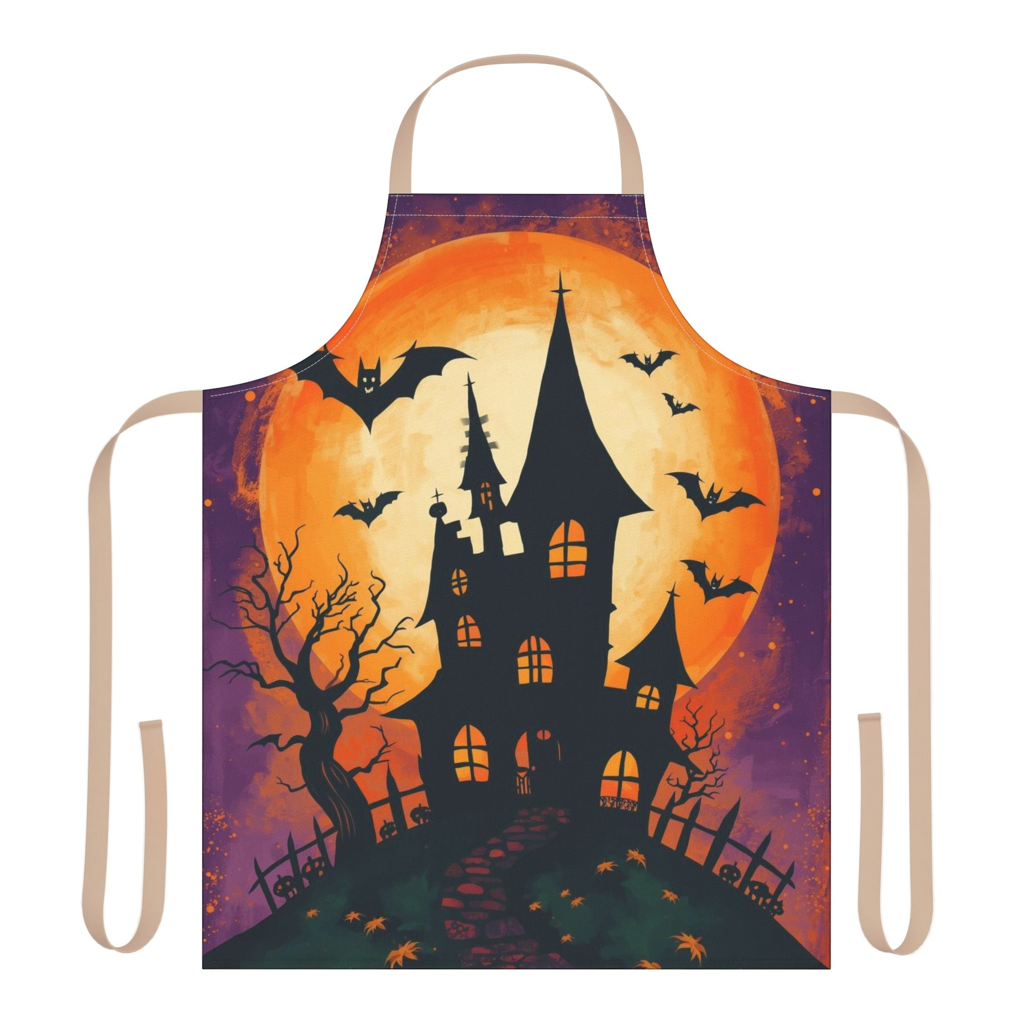 Halloween Apron – Haunted House Festive Apron for Cooking, Baking, and Halloween Parties