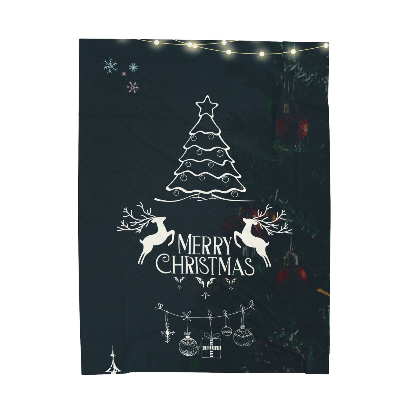 Merry Christmas in Blank Printed Velveteen Plush Blanket