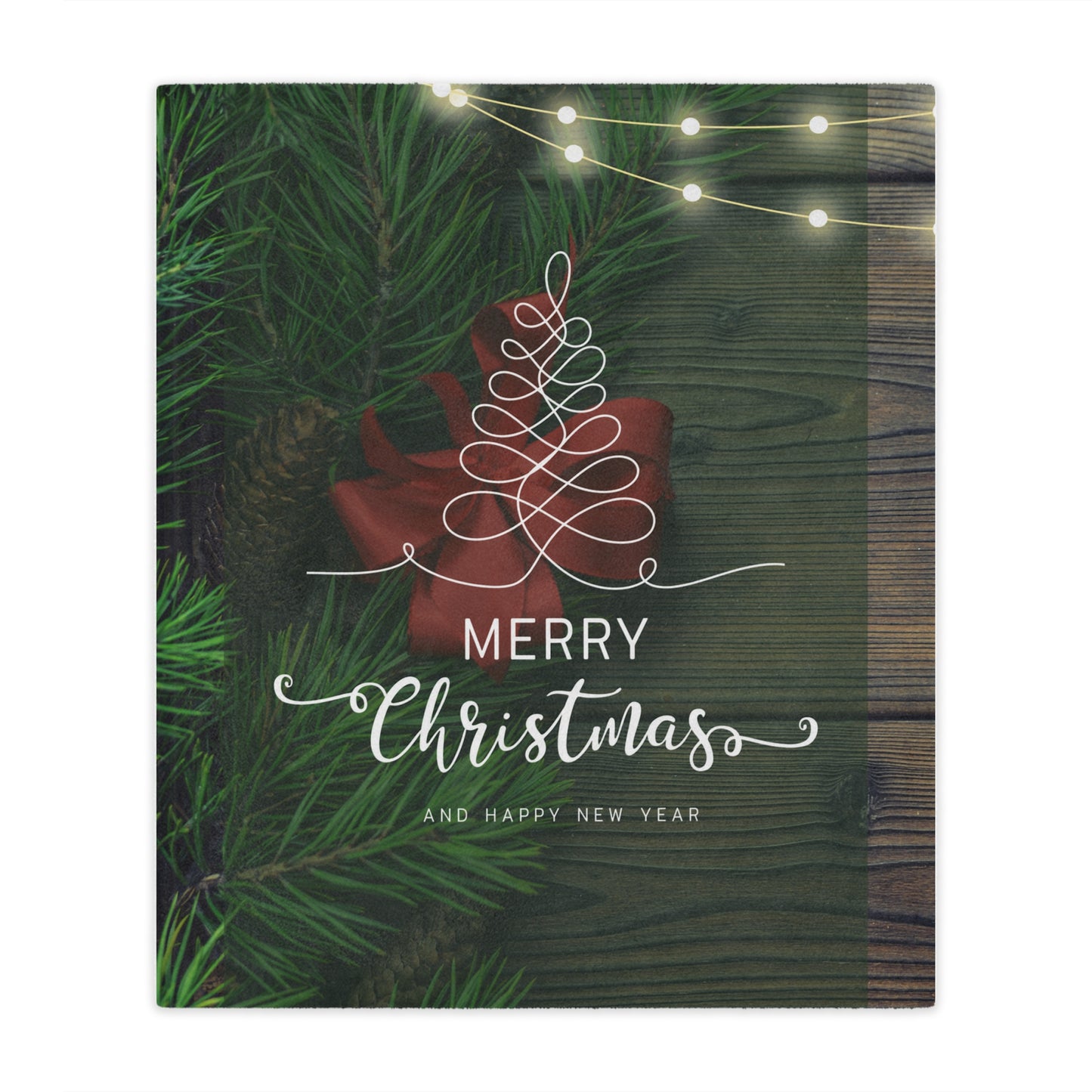 Merry Christmas with Heappy New Year Printed Velveteen Minky Blanket