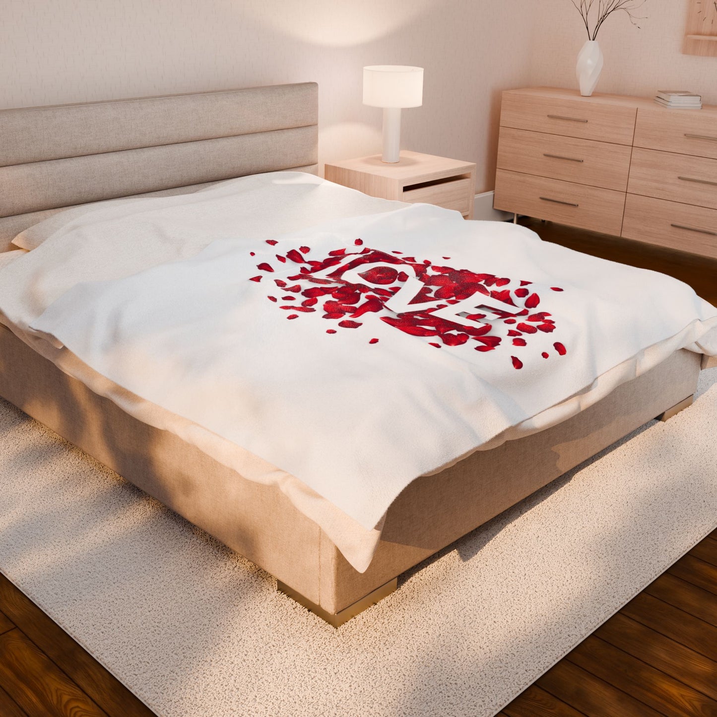 Love with Flowers Printed Velveteen Plush Blanket
