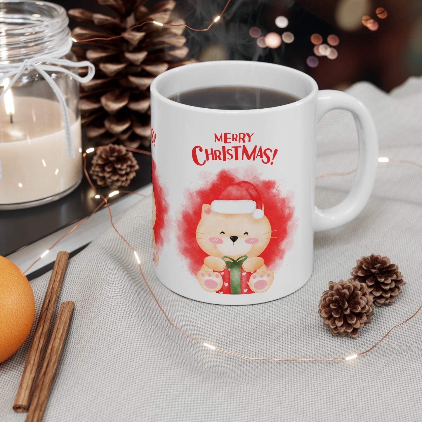Merry Christmas with Teddy Printyed Ceramic Mugs, 11oz