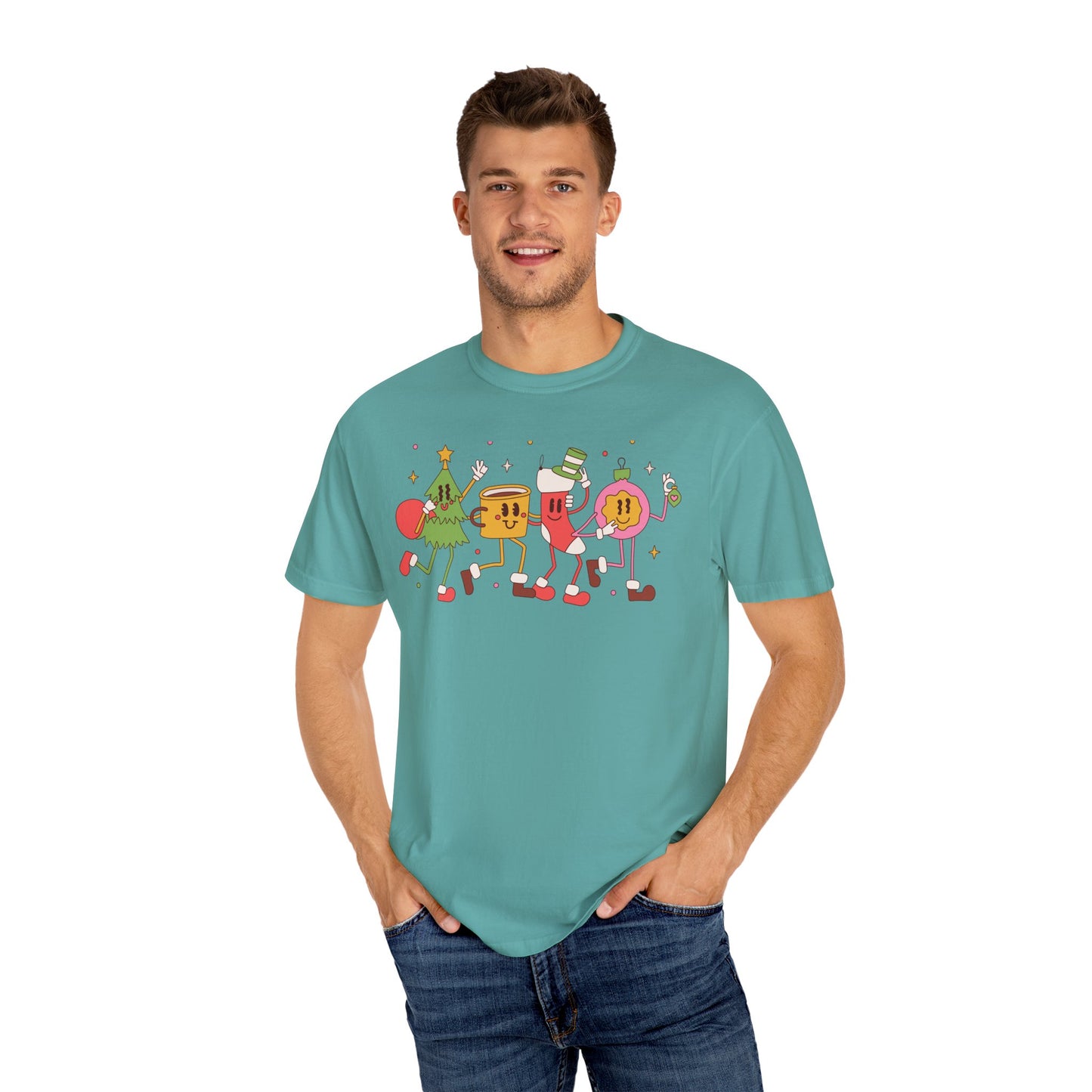 Cute Christmas Party Characters T-Shirt – Fun Holiday Graphic Tee for Adults & Teens