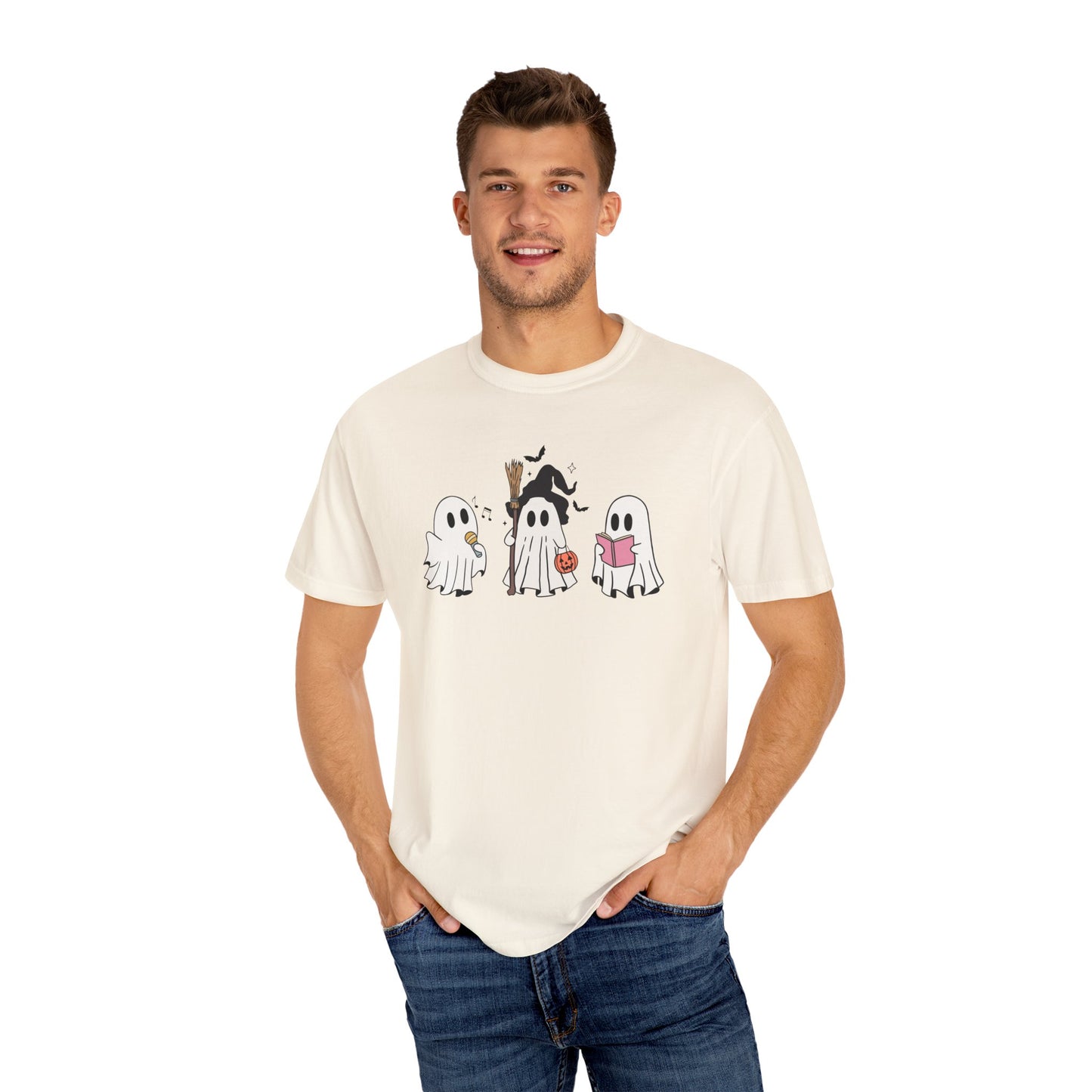 Cute Ghost Friends Halloween T-Shirt – Fun Cartoon Graphic Tee for Spooky Season