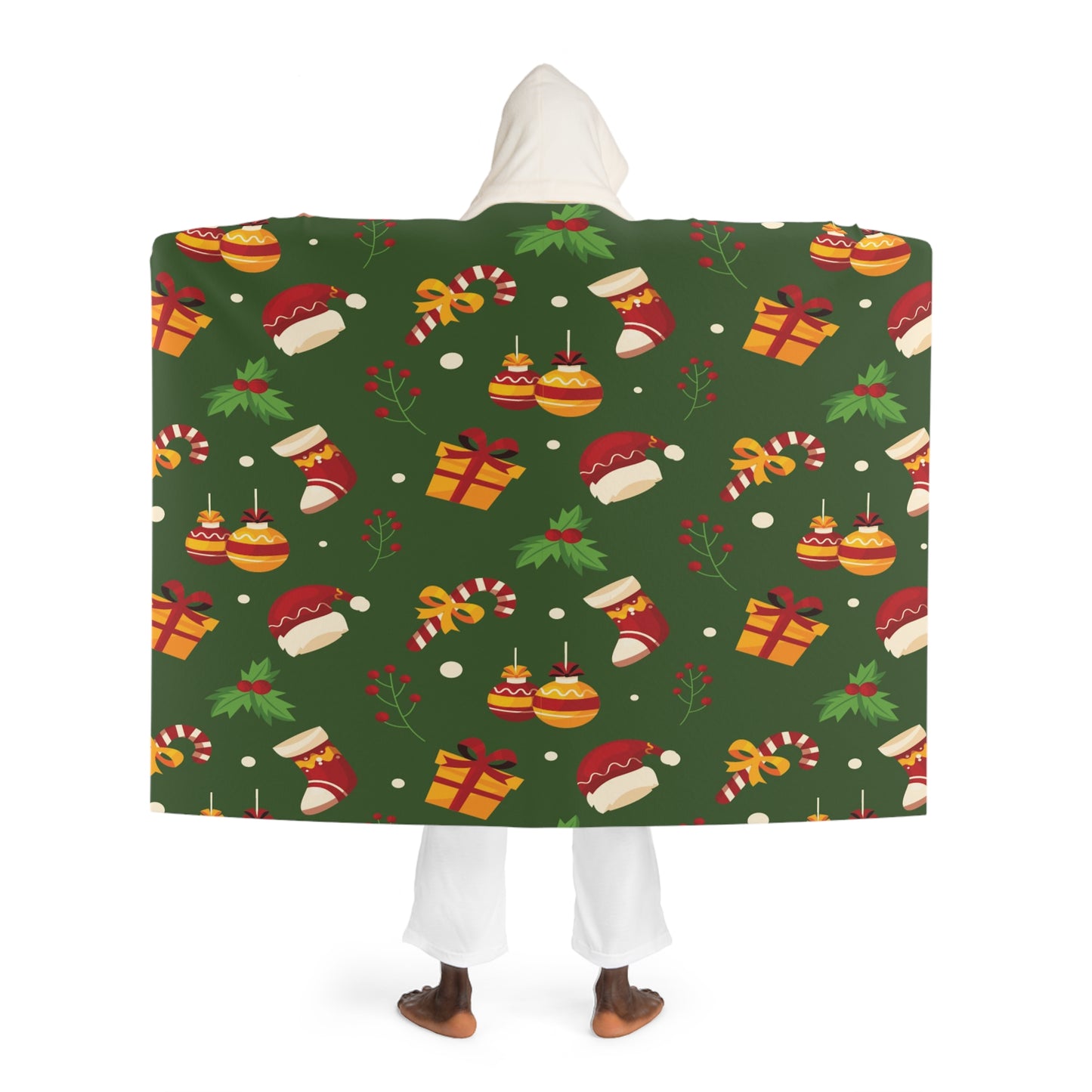 Christmas Hooded Sherpa Fleece Blanket, Green