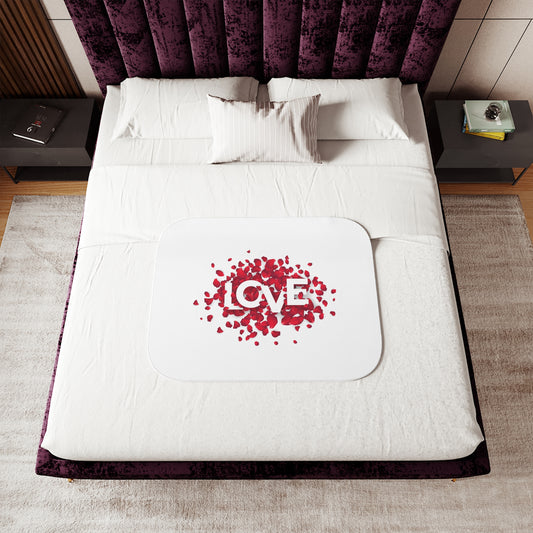 Love inside Heart made of Flower Printed Sherpa Blenket for Valentine