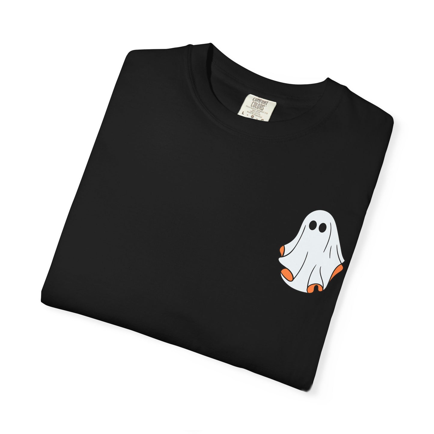 Minimal Ghost Halloween T-Shirt – Cute Pocket Graphic Tee for Spooky Season