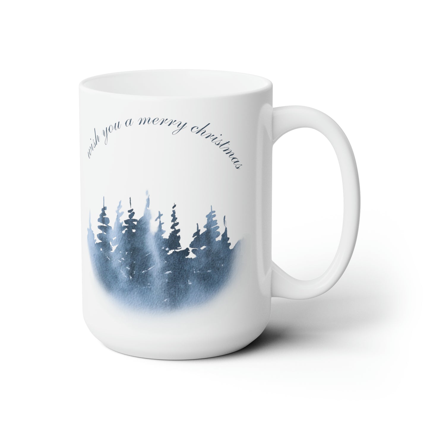 Wish You a Merry Christmas Printed Ceramic Mugs, 15 oz