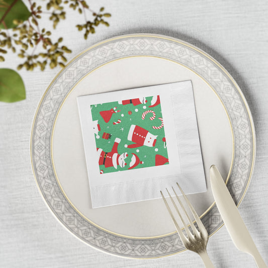 White Christmas Coin-Edged Napkins – Soft, Three-Ply Paper in Two Sizes