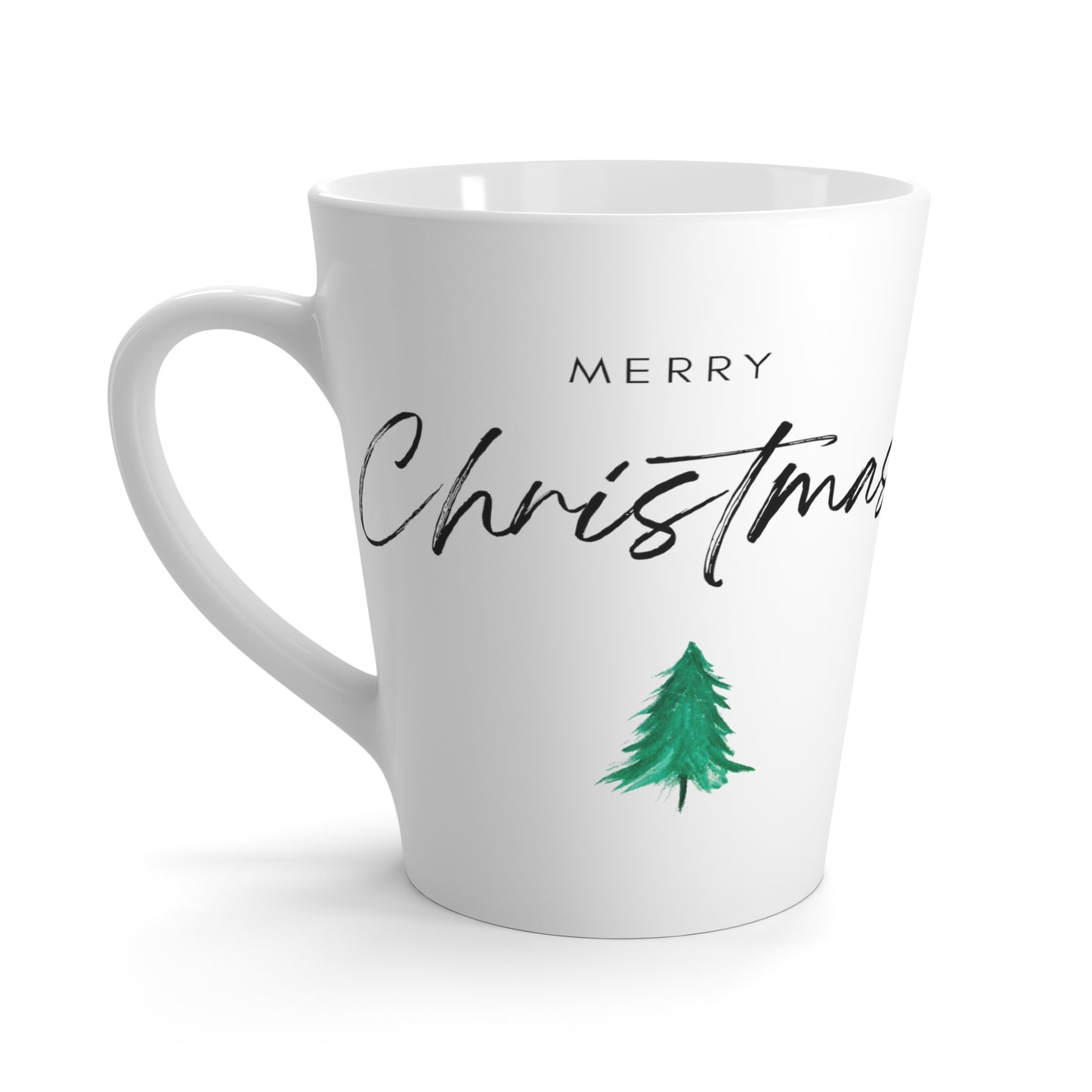 Merry Christmas Tree Printed Latte Mug, 12oz