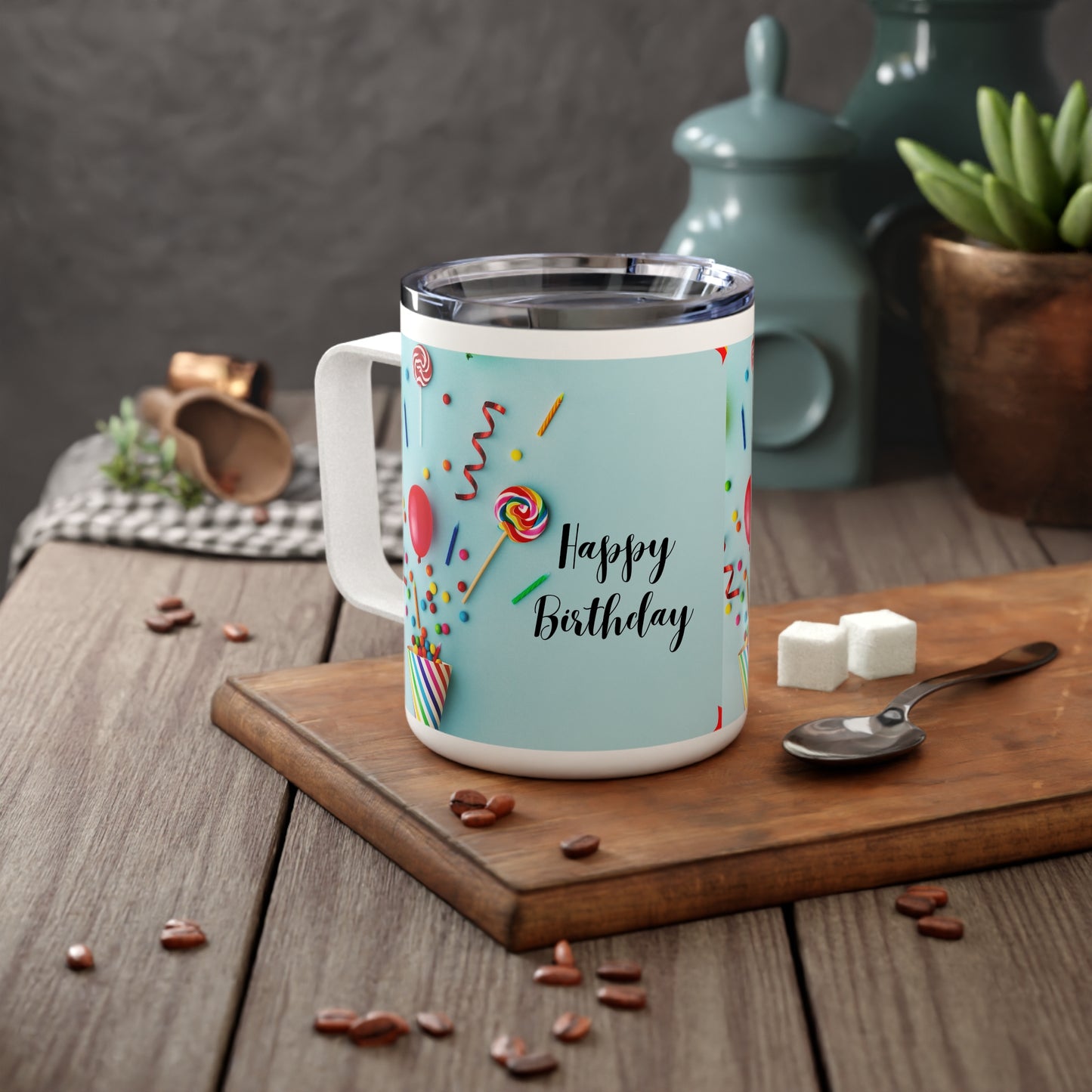 Birthday Coffee Mug, Happy Birthday Insulated Coffee Mugs 10 oz