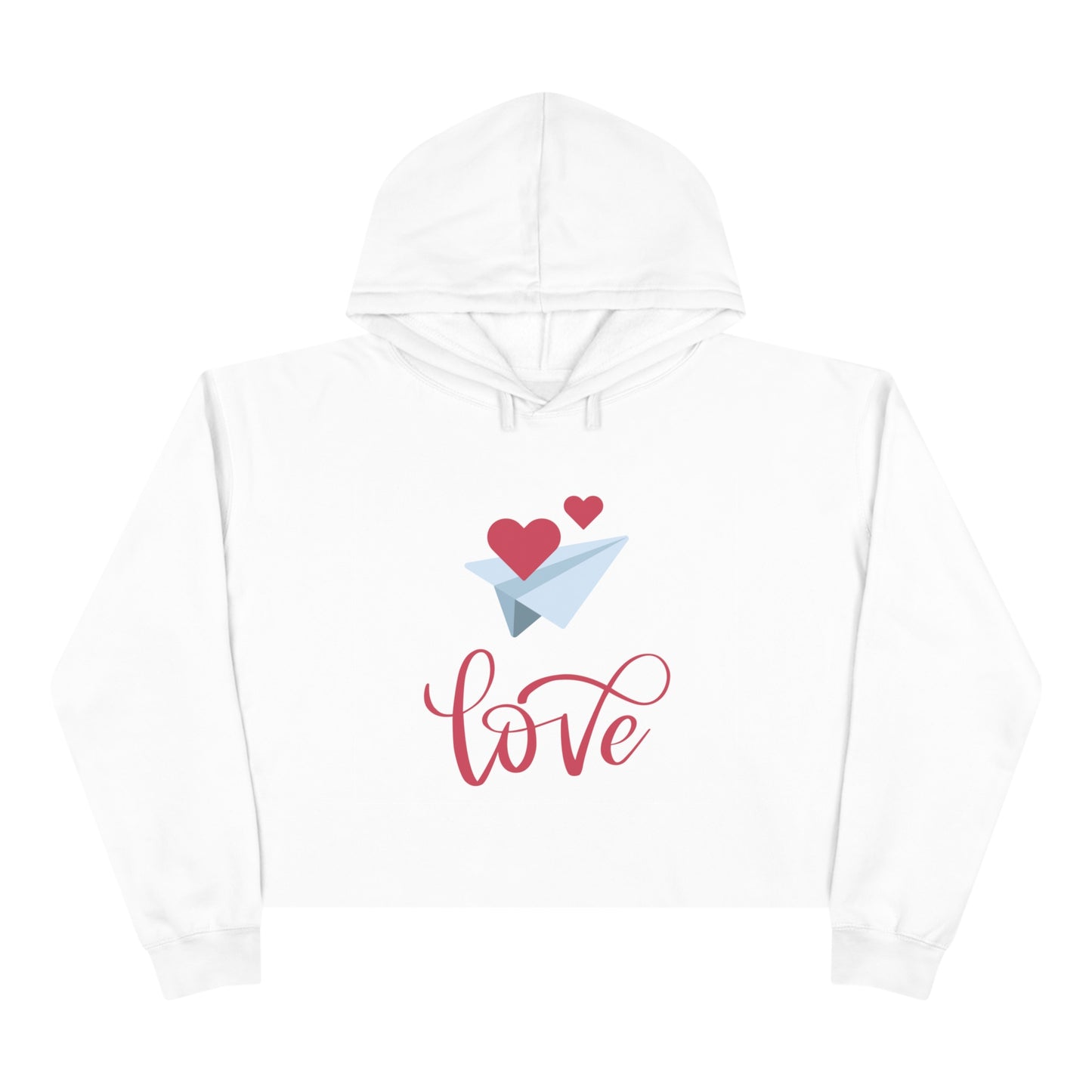 Valentine's Crop Hoodie with Love and Flying Heart Printed, Valentine's Gift