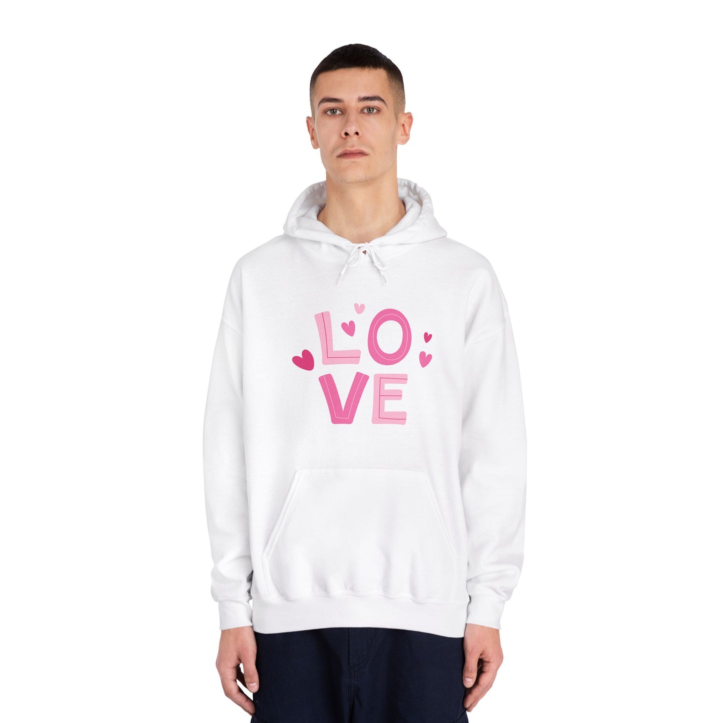 Valentine Sweatshirt, Unisex DryBlend® Hooded Sweatshirt with Love and Heart Print, Valentine Gift