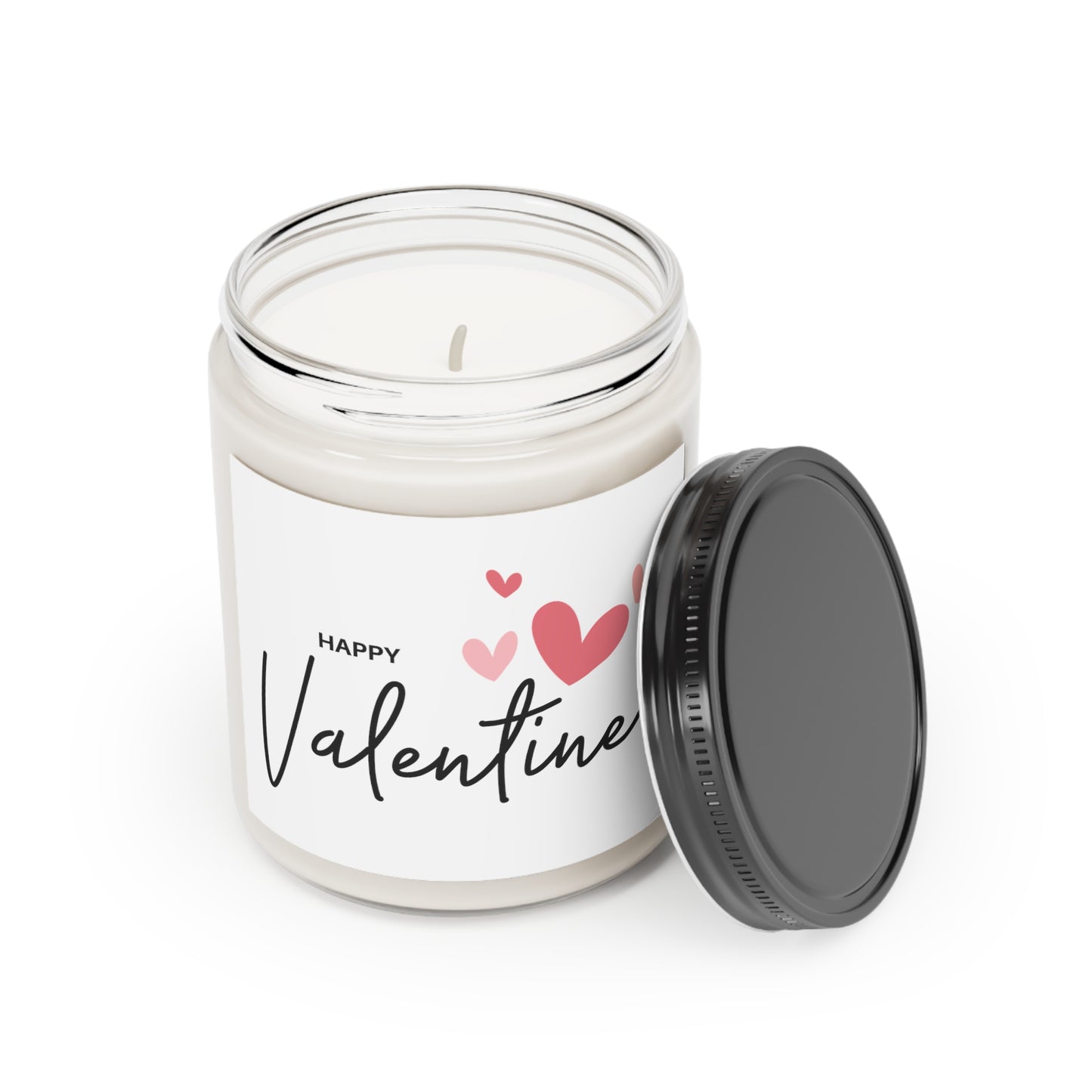 Gift for Her, Valentine's Scented Candle, Happy Valentine's Day with Flying Heart Printed Scanted Candles