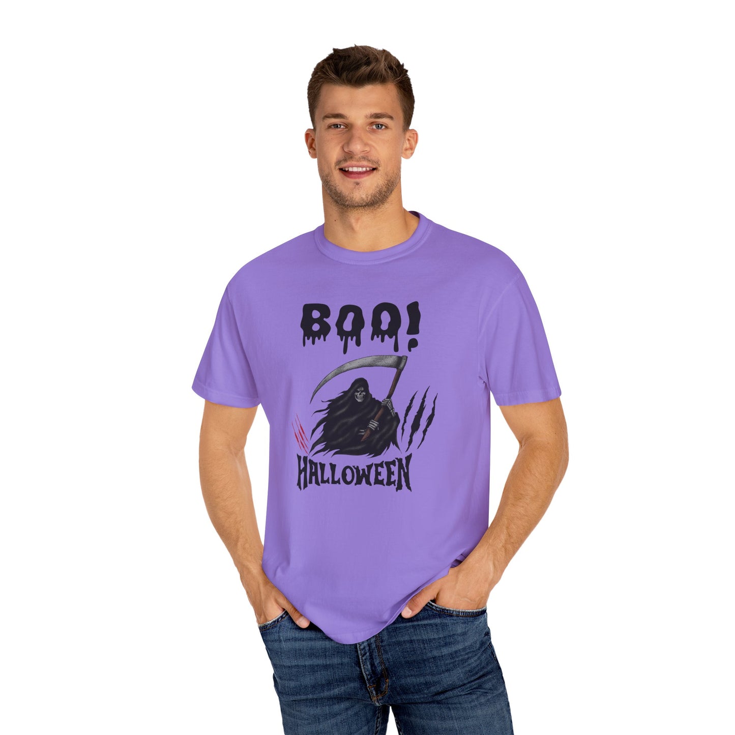 Grim Reaper Halloween Tee – Scary Gothic Horror Shirt with Claw Marks