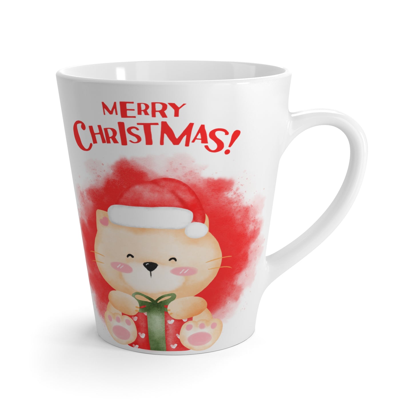Merry Christmas with Teddy Printed Lattee Mugs, 12oz
