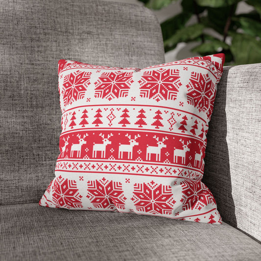 Christmas Spun Polyester Square Pillow Case – Festive Double-Sided Cushion Cover