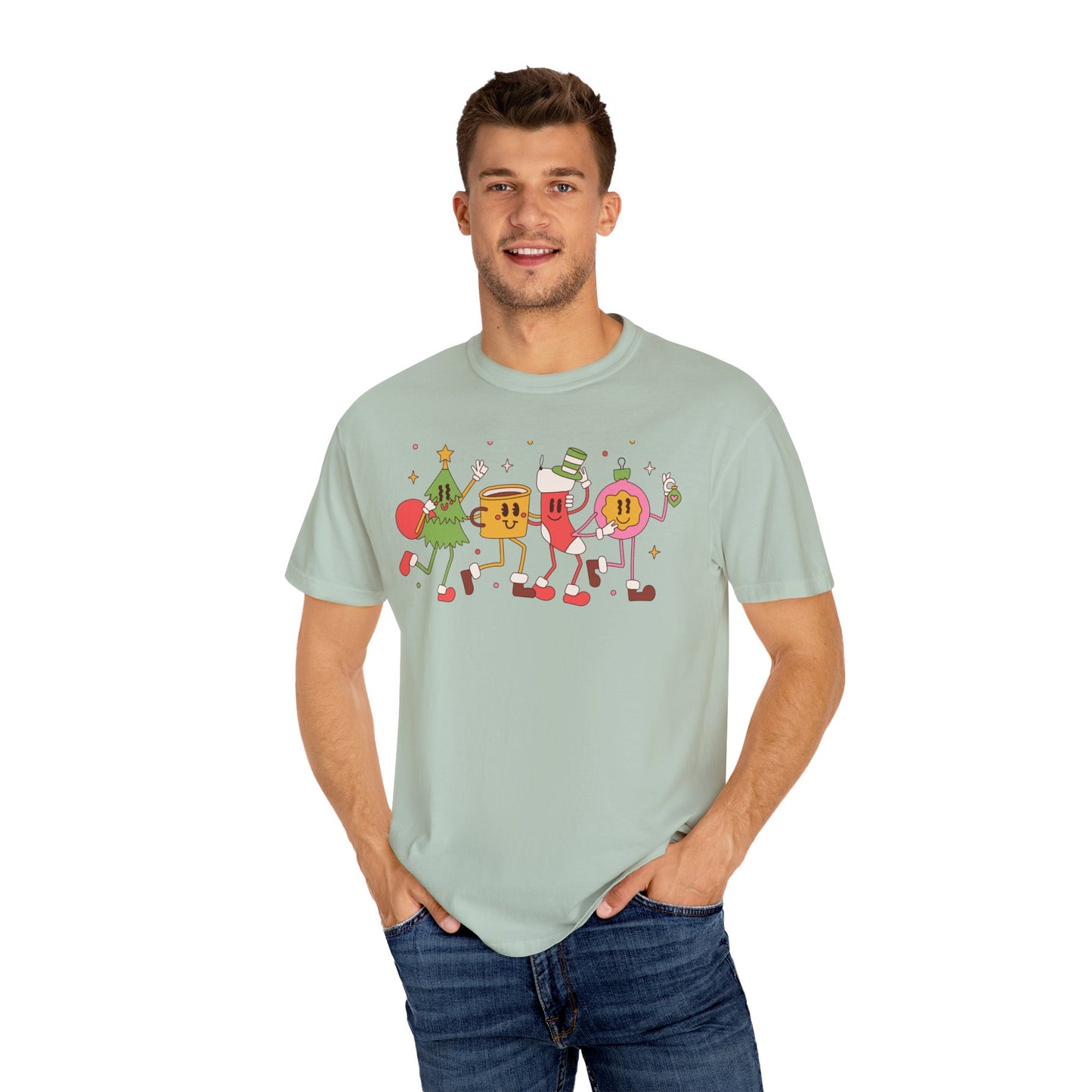 Cute Christmas Party Characters T-Shirt – Fun Holiday Graphic Tee for Adults & Teens