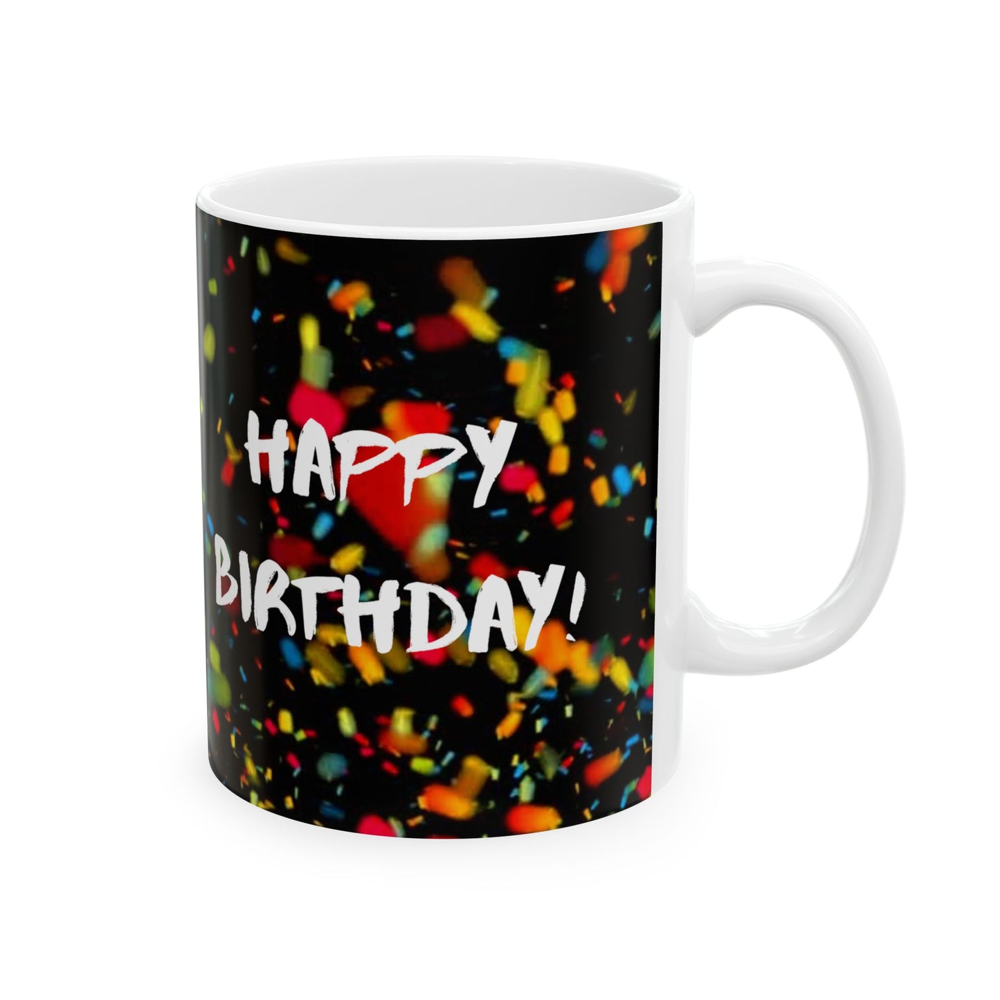 Happy Birthday Ceramic Mug, Birthday Gift, Black