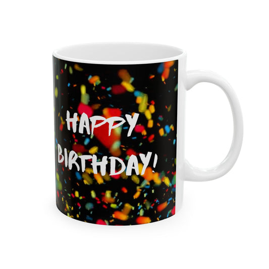 Happy Birthday Ceramic Mug, Birthday Gift, Black