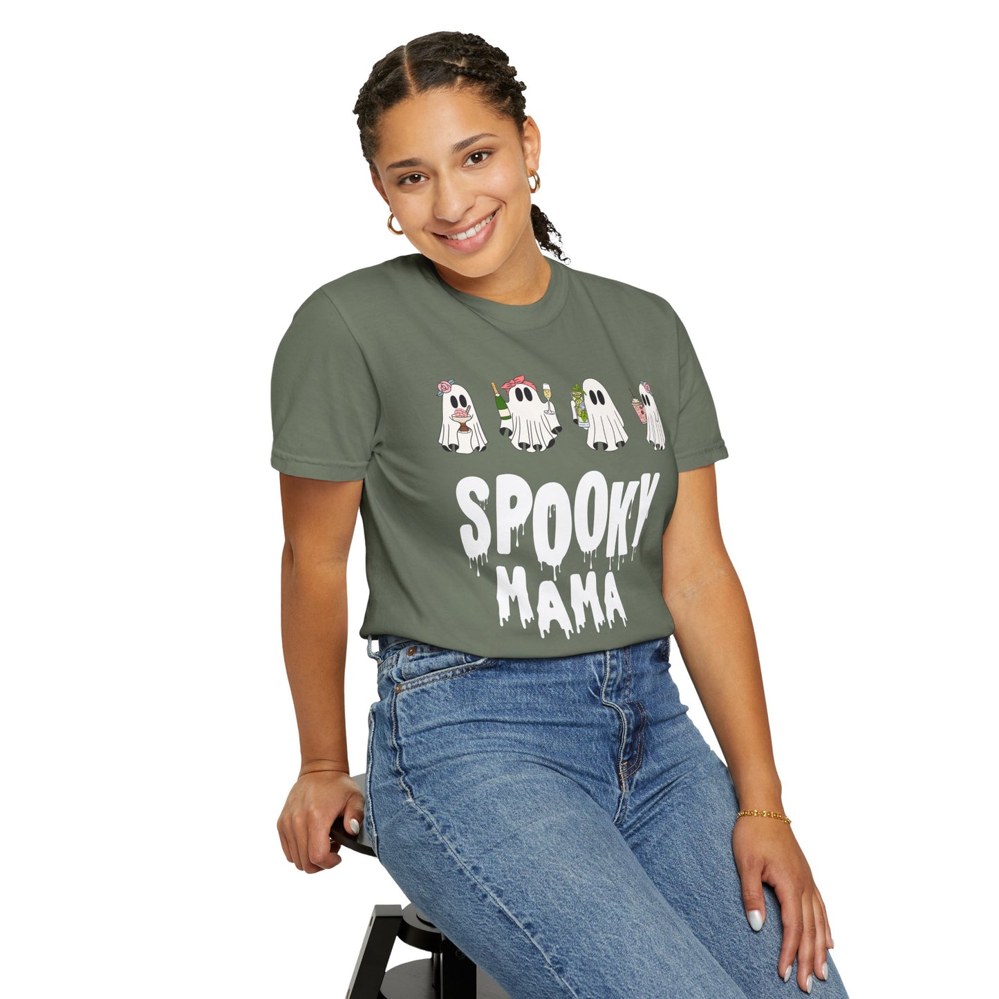 Halloween Spooky Mama Garment-Dyed T-shirt
