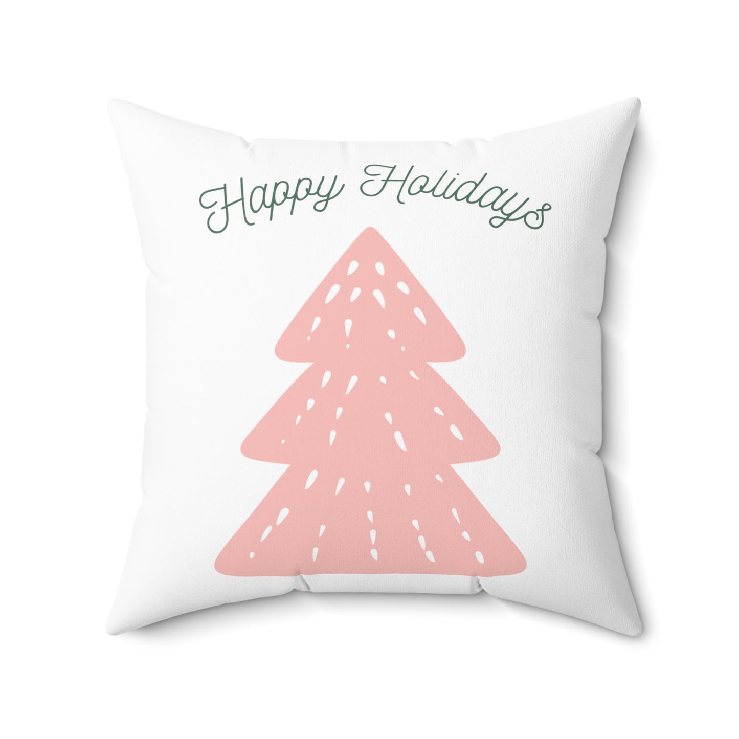 Happy Holidays Printed Polyester Sqaure Pillow, White