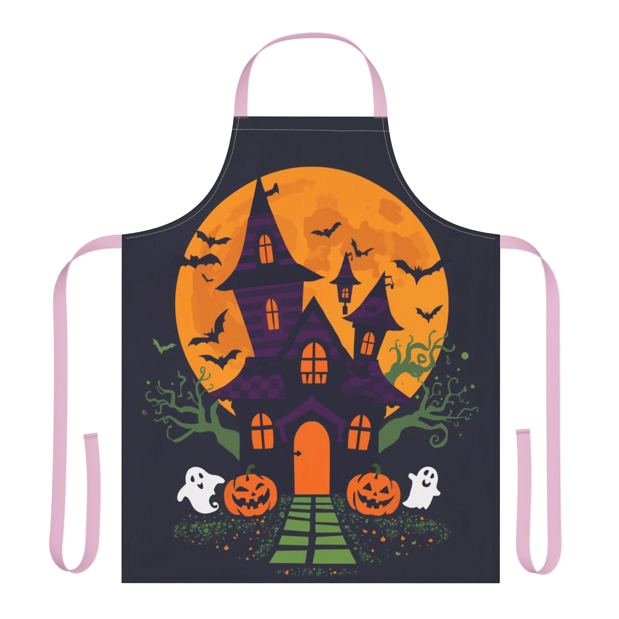Halloween Apron – Haunted House Festive Apron for Cooking, Baking, and Halloween Parties