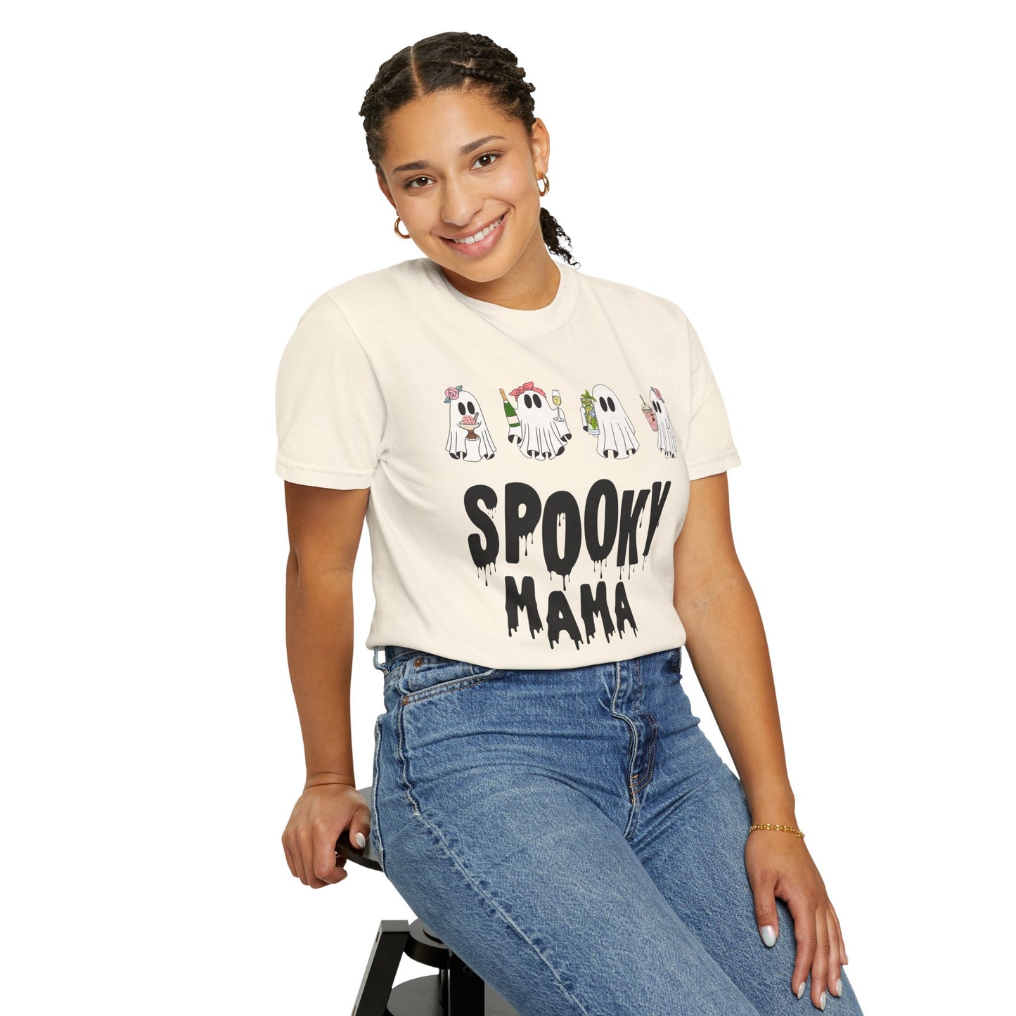 Halloween Spooky Mama Garment-Dyed T-shirt