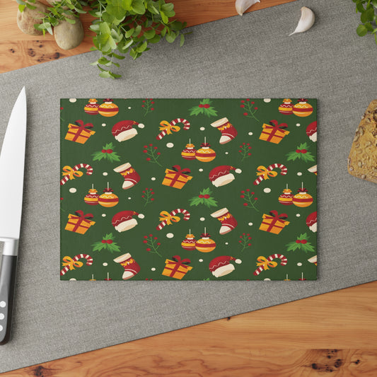 Christmas Glass Cutting Board, Green