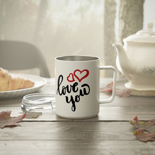 10oz Travel Mug, “Love You” & Pinky Promise Designs, Romantic Stainless Steel Insulated Cups