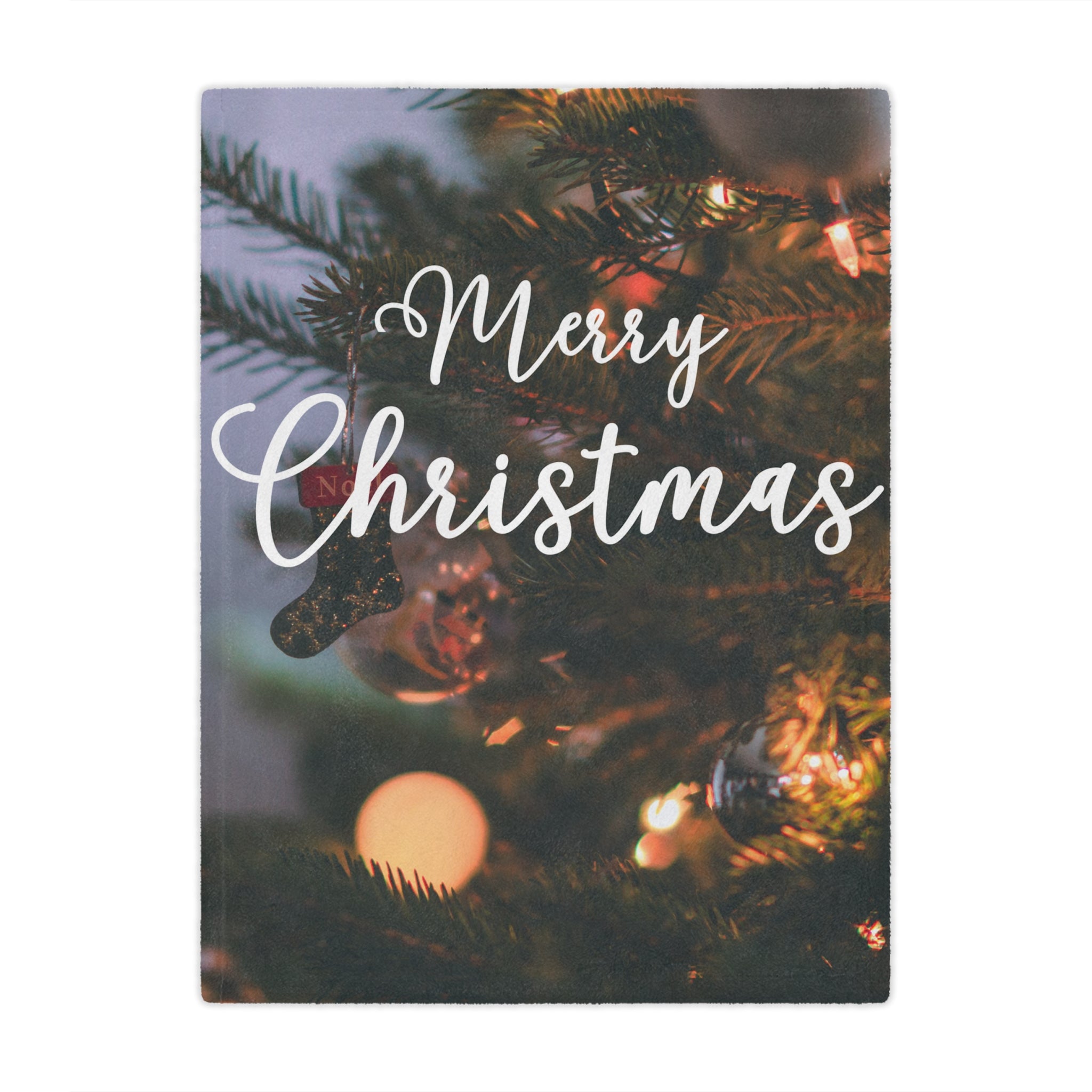 Merry Christmas with Ornament Printed Velveteen Minky Blanket