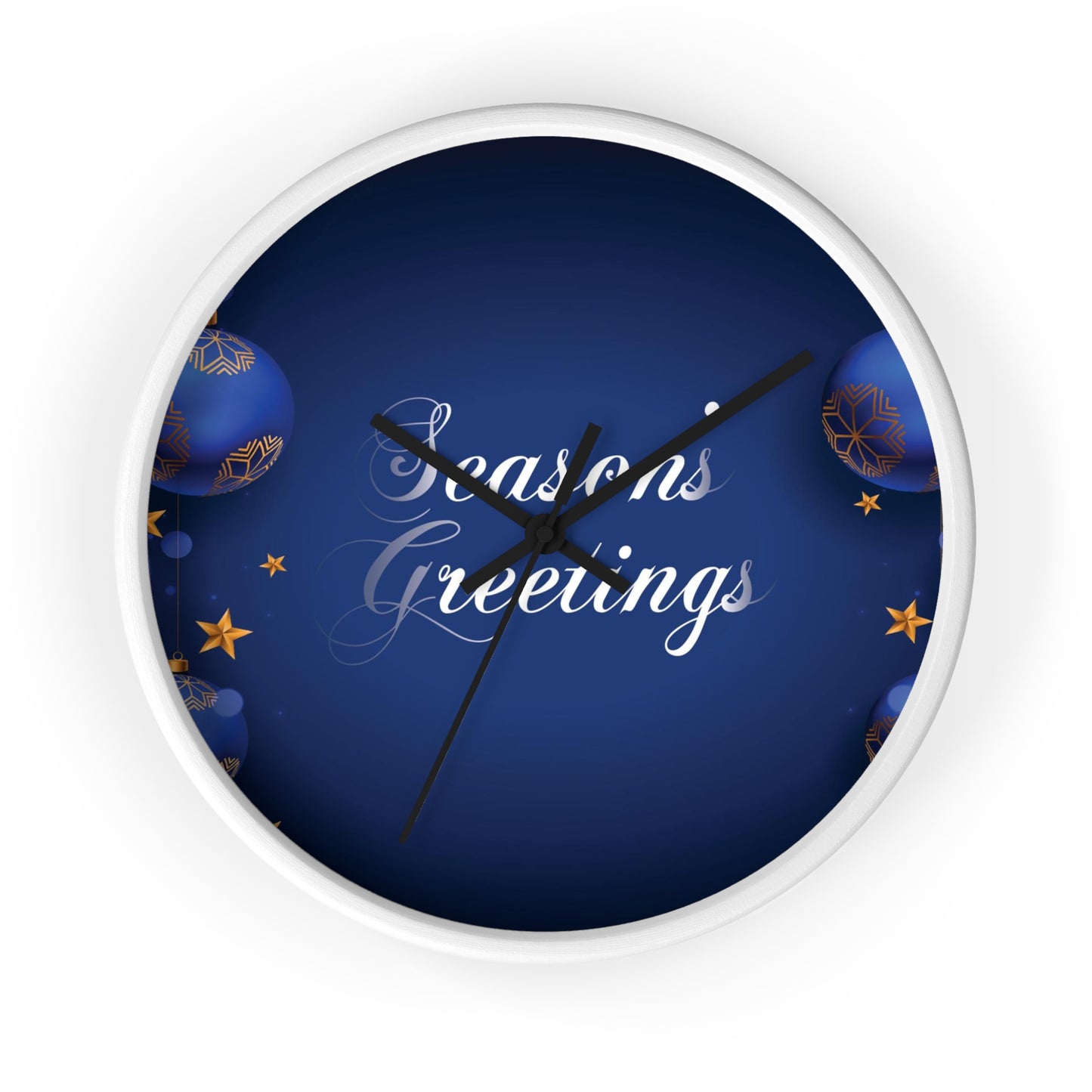 Season's Greetings Wall Clock, Dark Blue