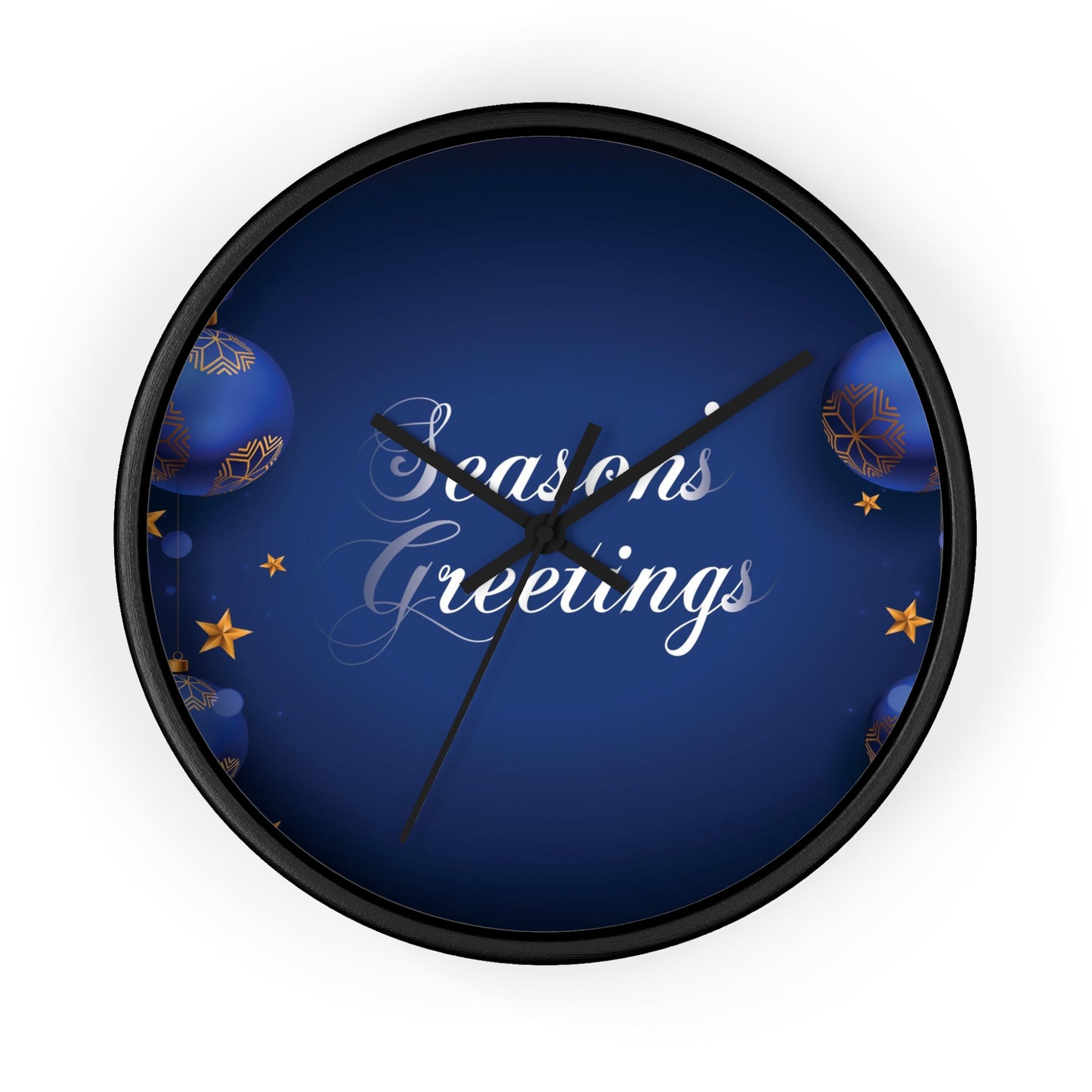 Season's Greetings Wall Clock, Dark Blue