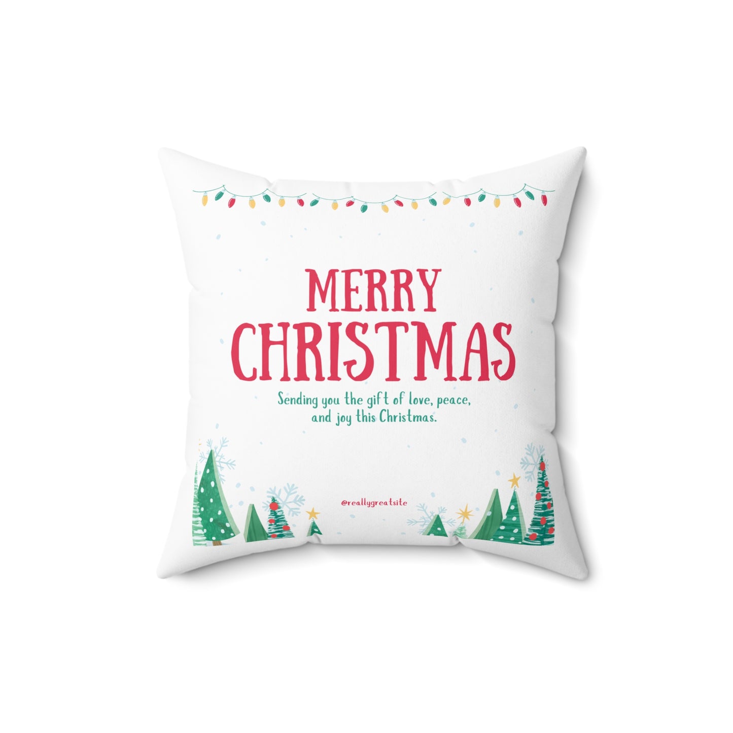 Merry Christmas Quote Printed Square Pillow