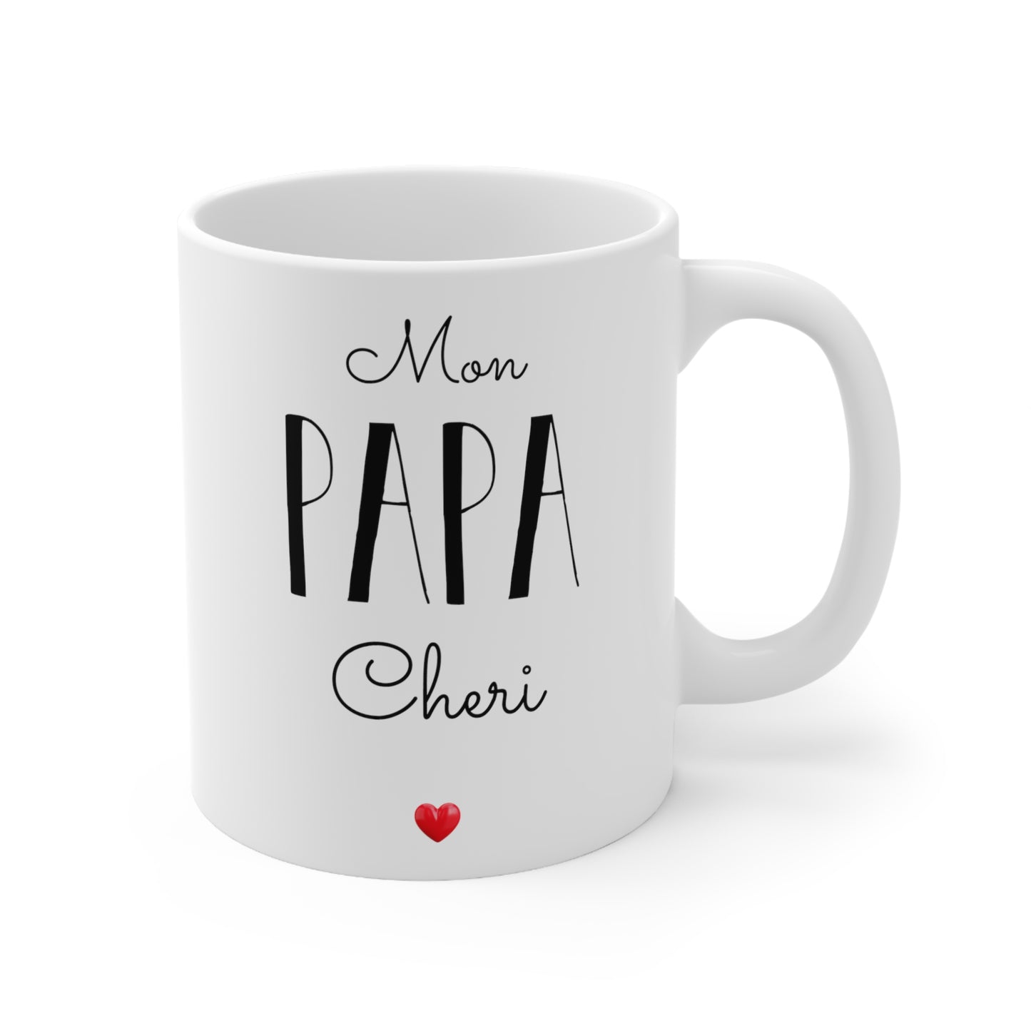 Mom, Papa and Cherry Customised Ceramic Mug 11oz. White