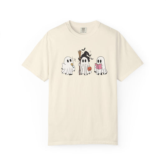 Cute Ghost Friends Halloween T-Shirt – Fun Cartoon Graphic Tee for Spooky Season