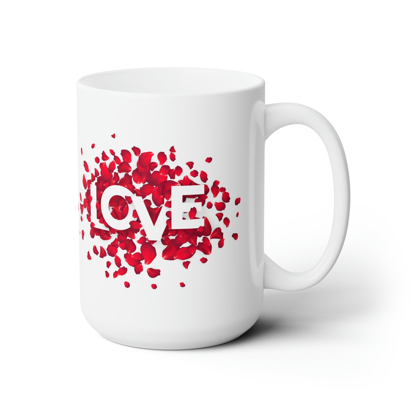 Love with Heart made of Flower Printed Ceramic Valentine Mug, 15oz