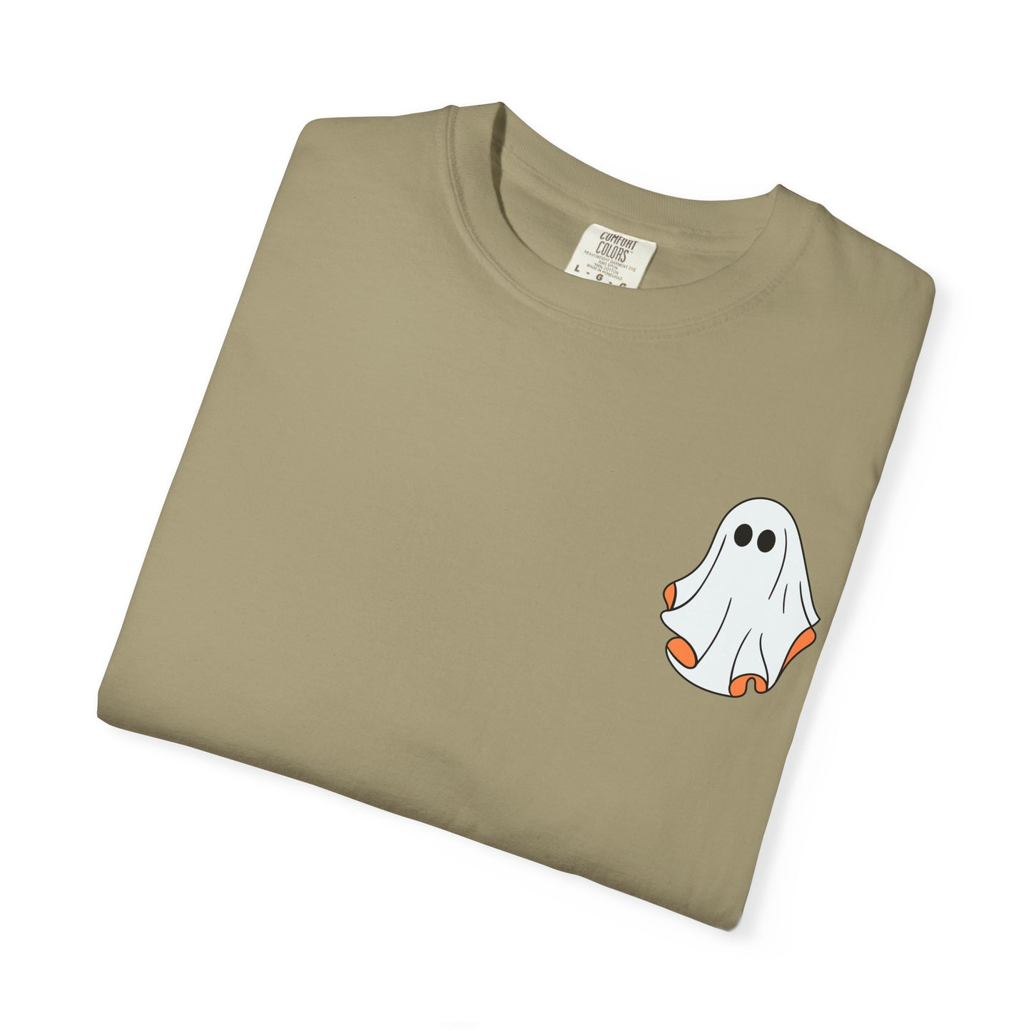 Minimal Ghost Halloween T-Shirt – Cute Pocket Graphic Tee for Spooky Season