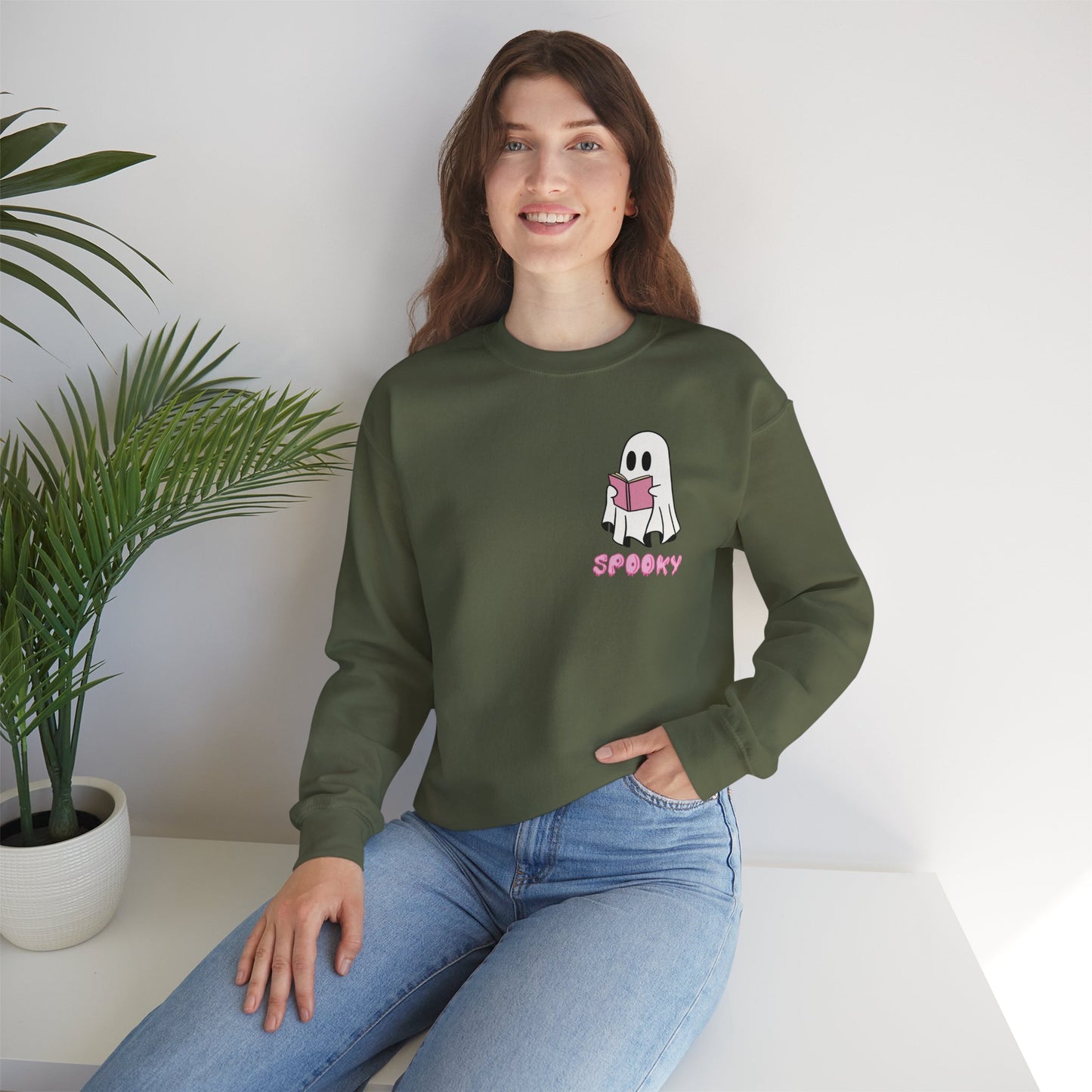Spooky Bookworm Ghost Sweatshirt – Cozy Halloween Reads