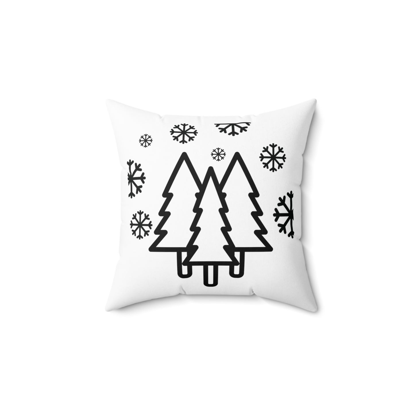 Christmas Tree Printed Spun Polyester Square Pillow