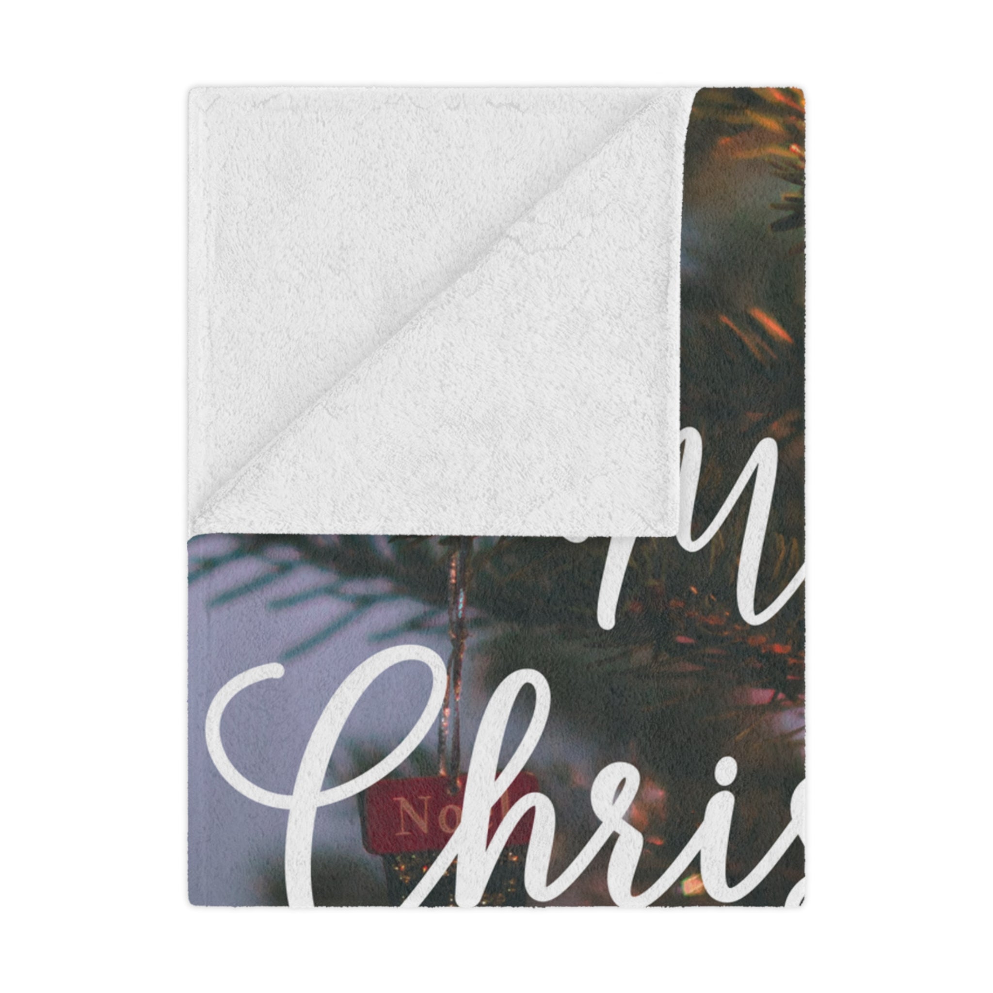 Merry Christmas with Ornament Printed Velveteen Minky Blanket